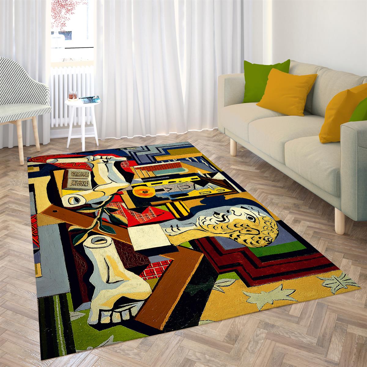  Pablo Picasso Stüdyoda Halısı Dijital Baskılı Halı Kaydırmaz Tabanlı Yıkanabilir Halı