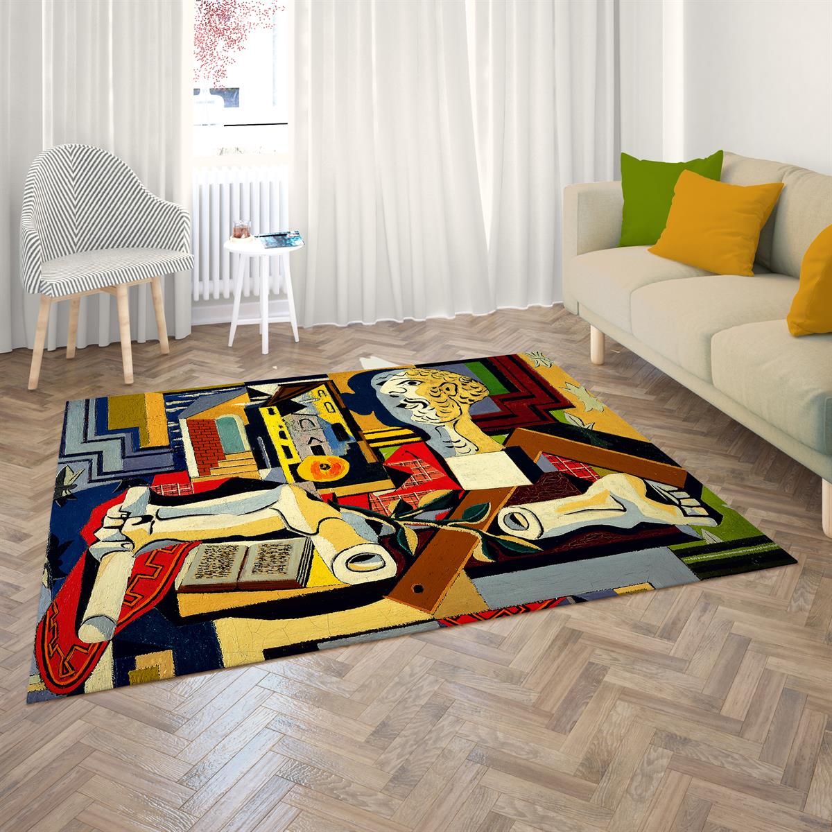 Pablo Picasso Stüdyoda Halısı Dijital Baskılı Halı Kaydırmaz Tabanlı Yıkanabilir Halı