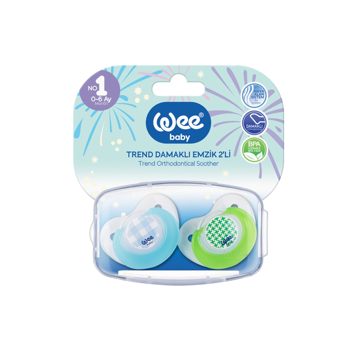 2'li Trend Damaklı Emzik Mavi No:1-154