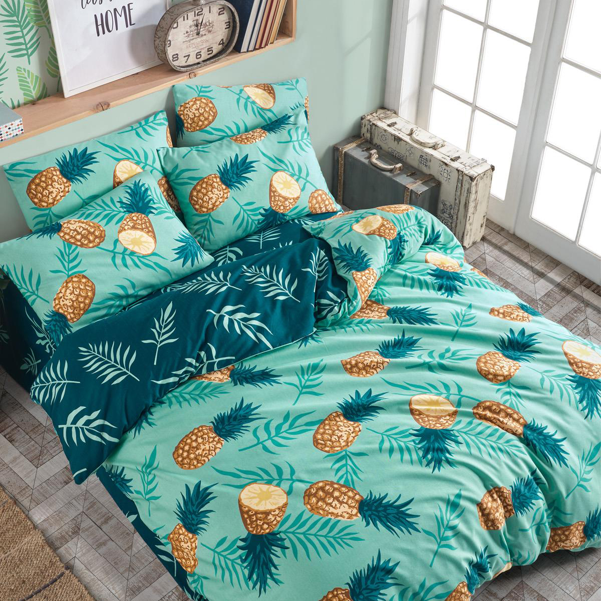 Vagonik Ananas Desenli Çift Kişilik Nevresim Takımı