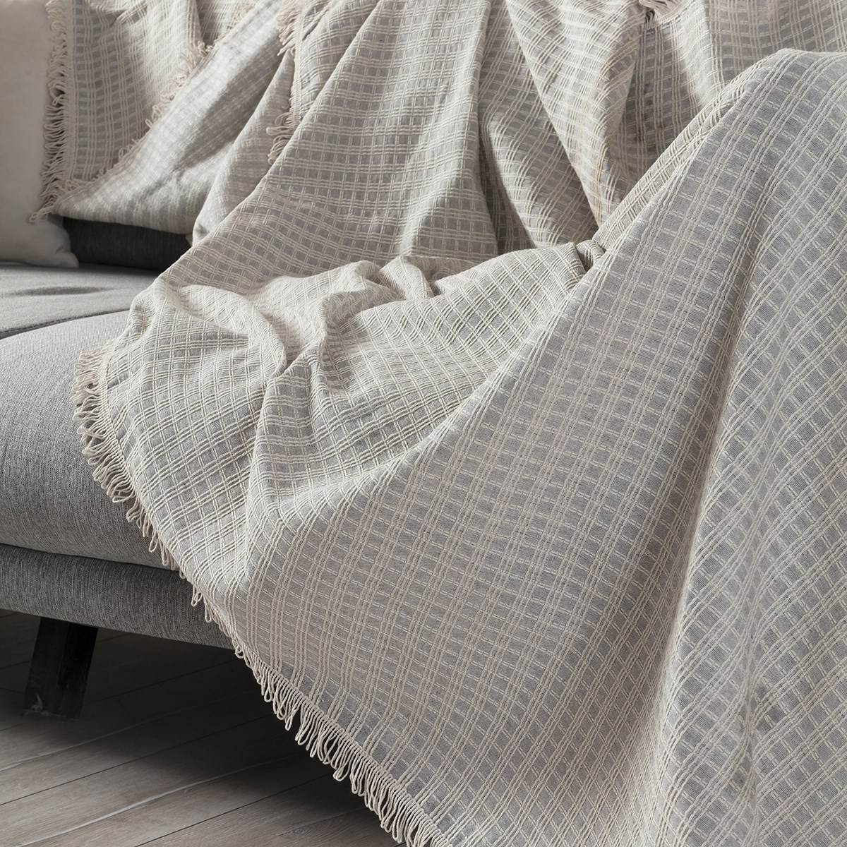 Vagonik Arya Çok Amaçlı Sık Dokuma Gri Koltuk Örtüsü 180x230 cm