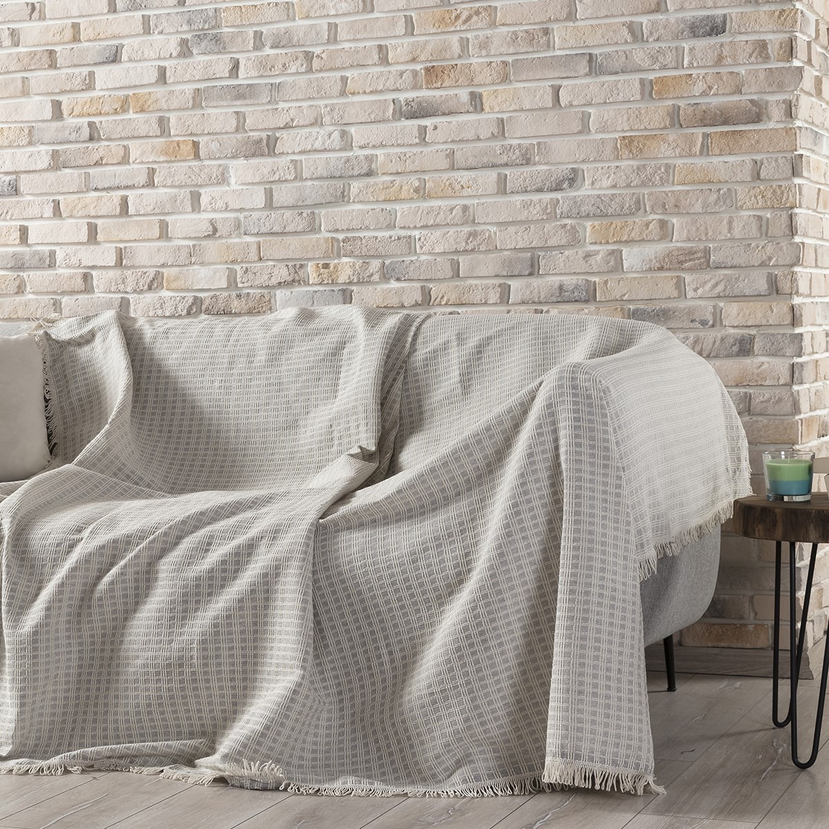 Vagonik Arya Çok Amaçlı Sık Dokuma Gri Koltuk Örtüsü 180x230 cm