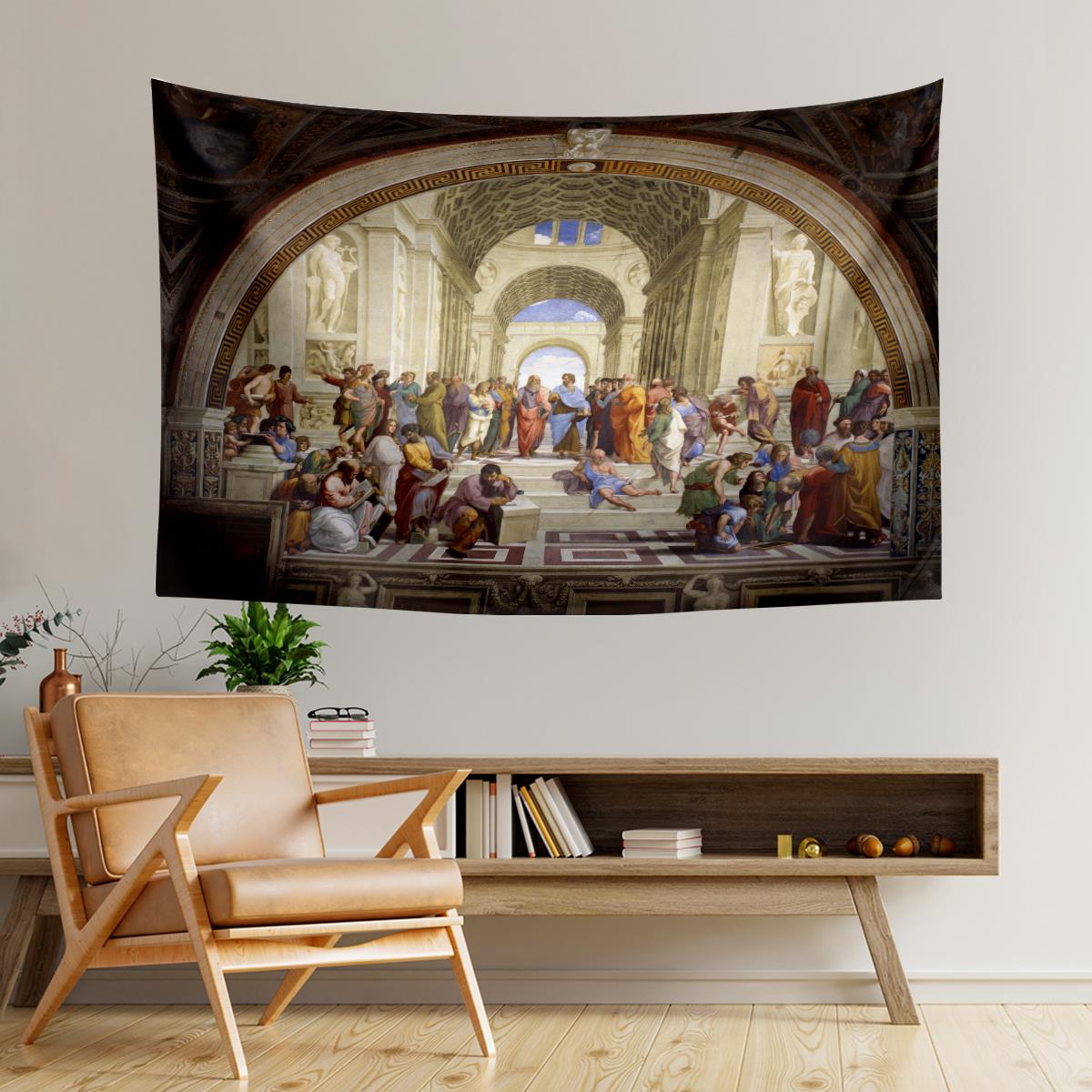 Atina Okulu Raffaello Sanzio Tablosu Duvar Örtüsü Halısı 70x100, 100x140, 140x200