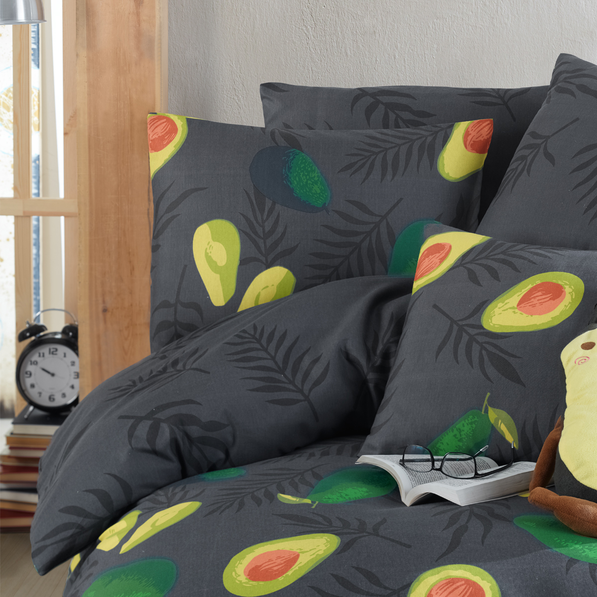 Vagonik Avocado Desenli Dark Çift Kişilik Nevresim Takımı