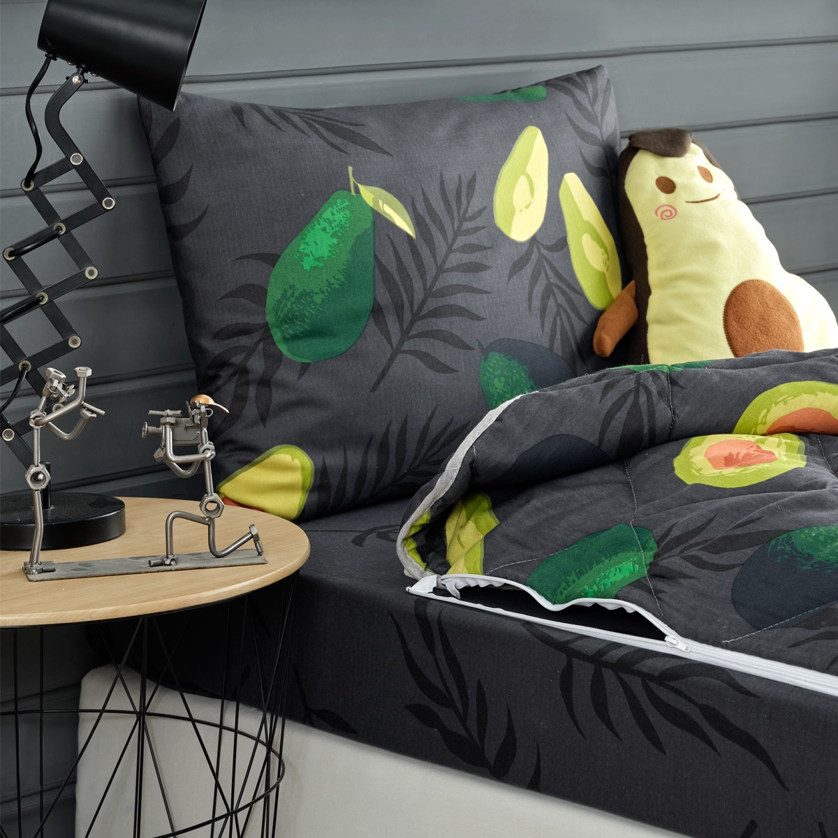Vagonik Avokado Desenli FümeTek Kişilik Yorganlı Çocuk Uyku Seti