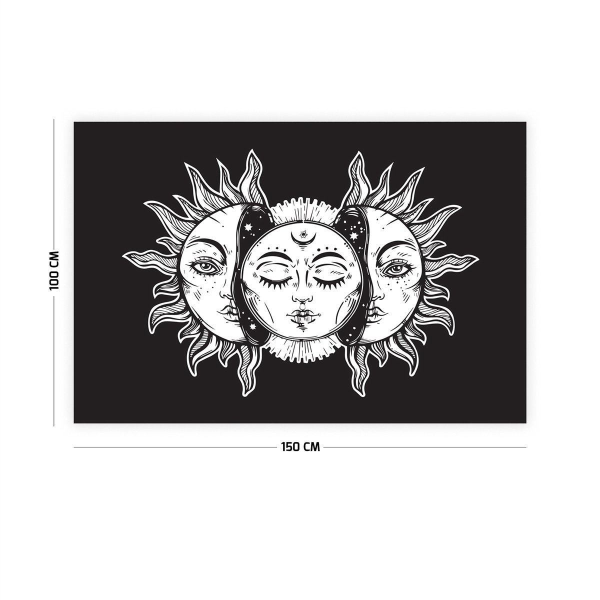 Vagonik Ay ve Güneş Mistik Duvar Örtüsü