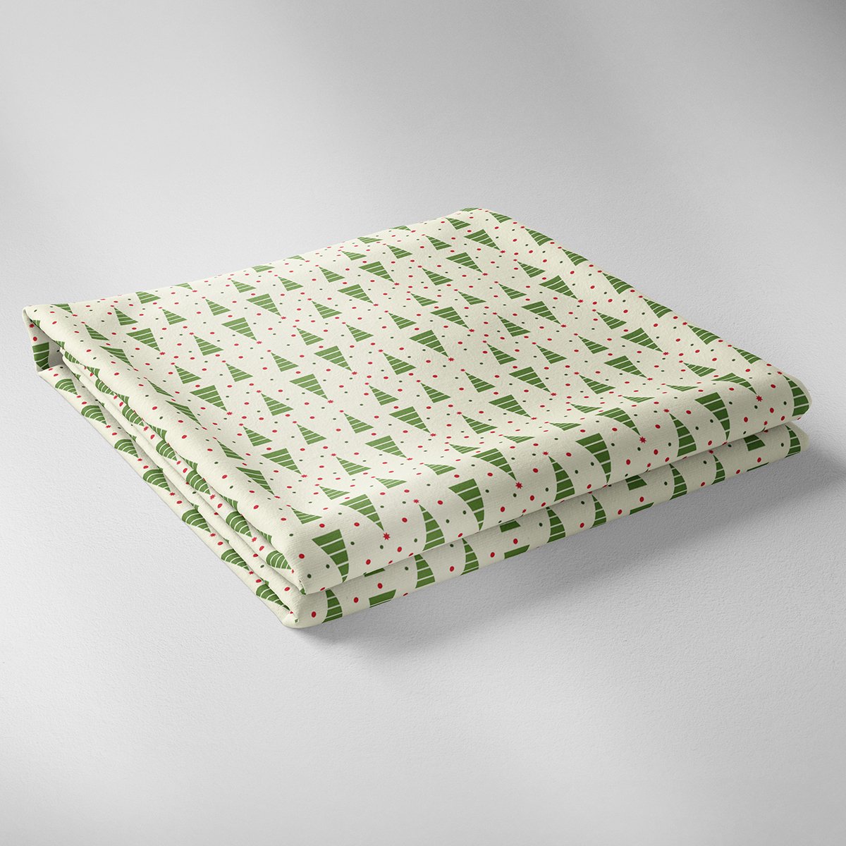 Vagonik Çam Ağacı Desenli Yılbaşı Masa Örtüsü