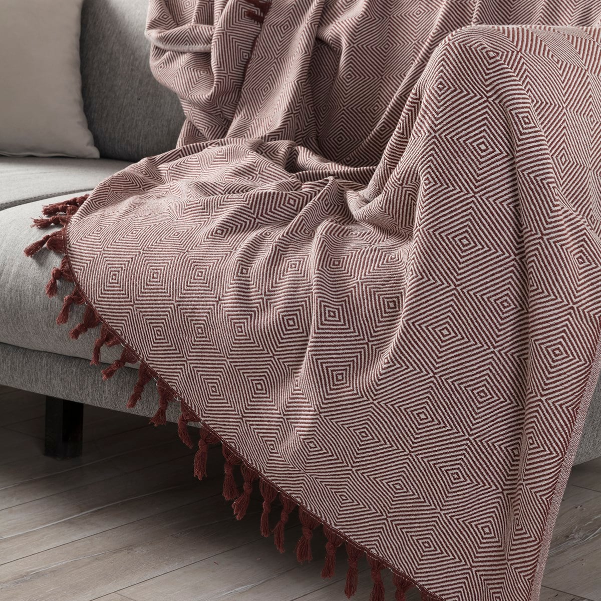 Vagonik Diamond Çok Amaçlı Sık Dokuma Bordo Koltuk Örtüsü 180x230 cm