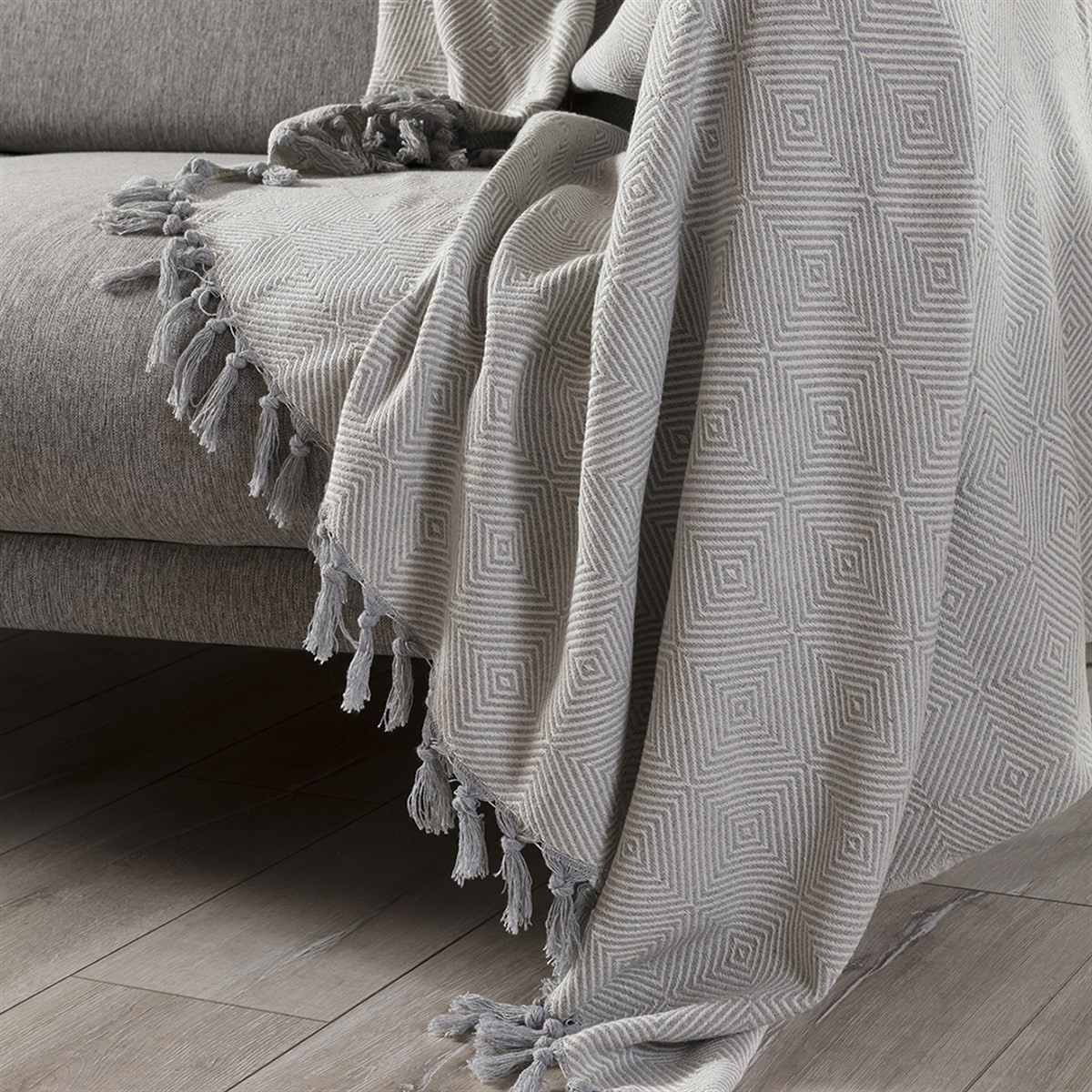 Vagonik Diamond Çok Amaçlı Sık Dokuma Gri Koltuk Örtüsü 180x230 cm