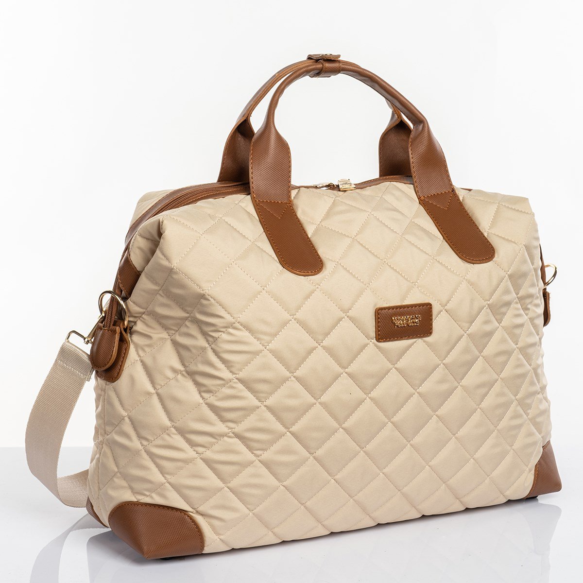 Cordura Su Geçirmez Kumaş Kapitoneli Omuz Askılı Kadın Spor Çanta Krem