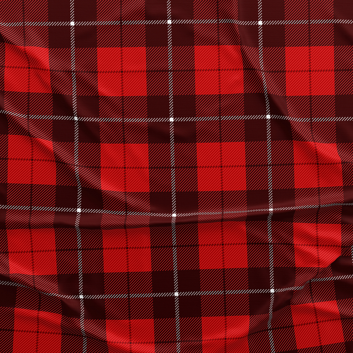 Vagonik Ekose Desenli Yılbaşı Masa Örtüsü