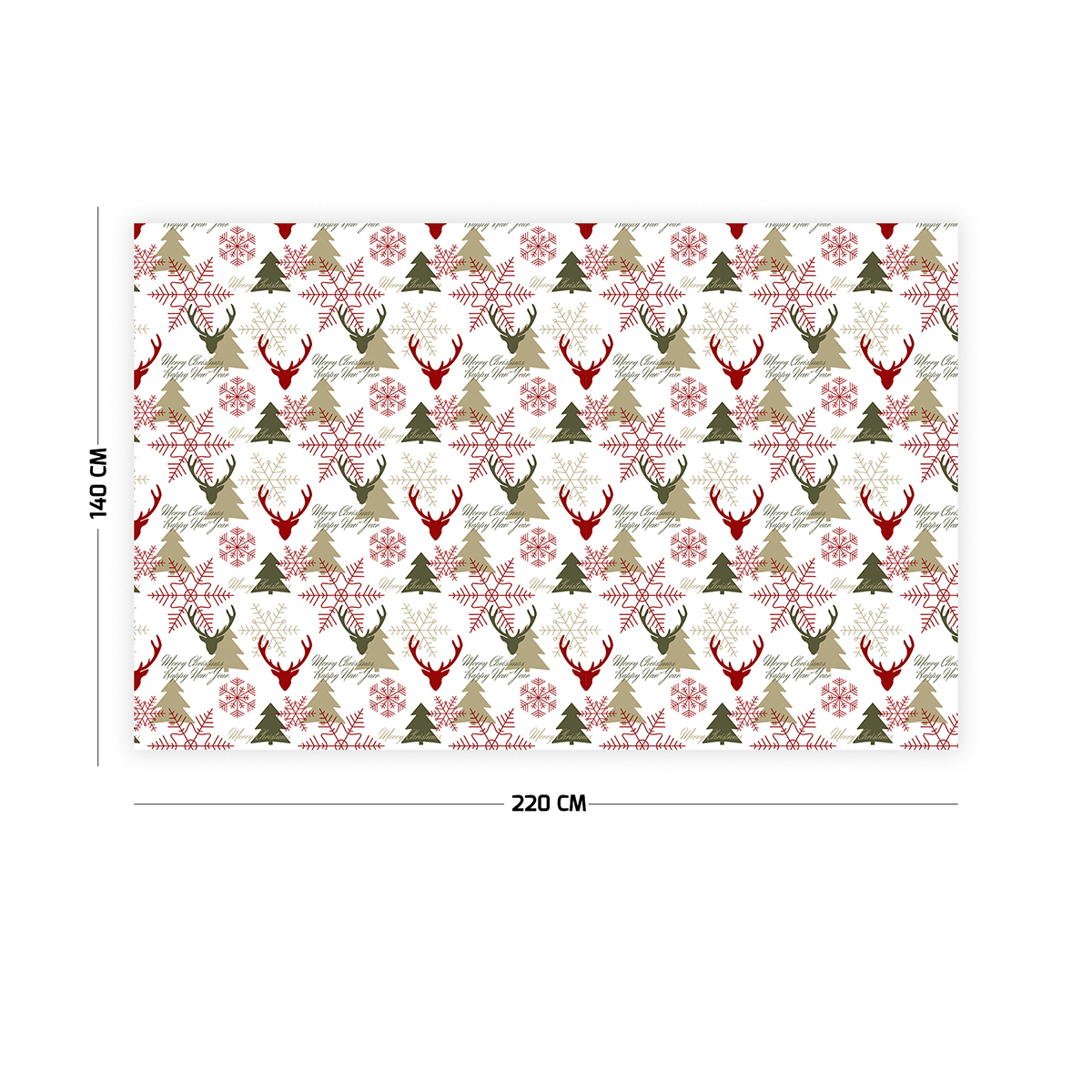Vagonik Geyik ve Çam Ağacı Desenli Yılbaşı Masa Örtüsü