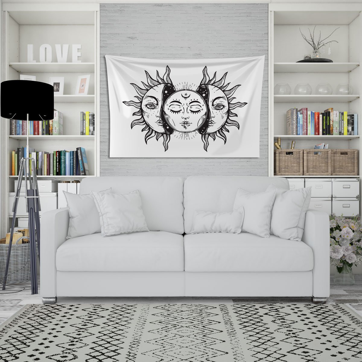 Vagonik Güneş ve Ay Mistik Duvar Örtüsü