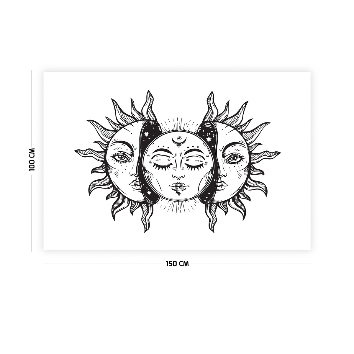 Vagonik Güneş ve Ay Mistik Duvar Örtüsü