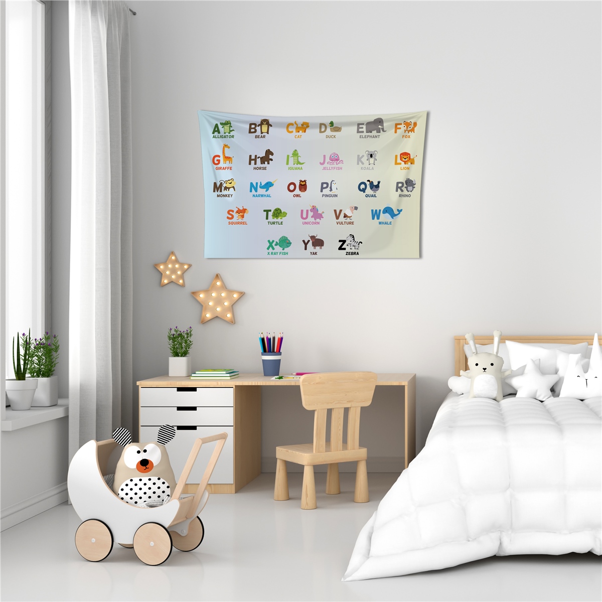 Vagonik İngilizce Öğreniyorum Çocuk Odası Duvar Örtüsü