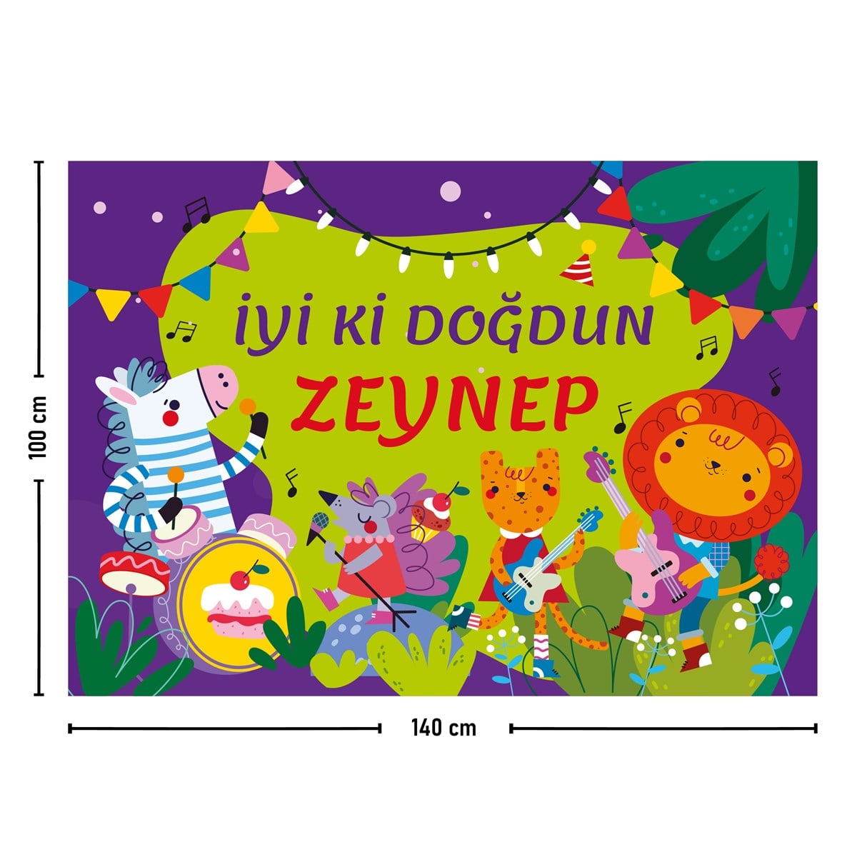 İsme Kişiye Özel Safari Konsept Doğum Günü Parti Duvar Örtüsü