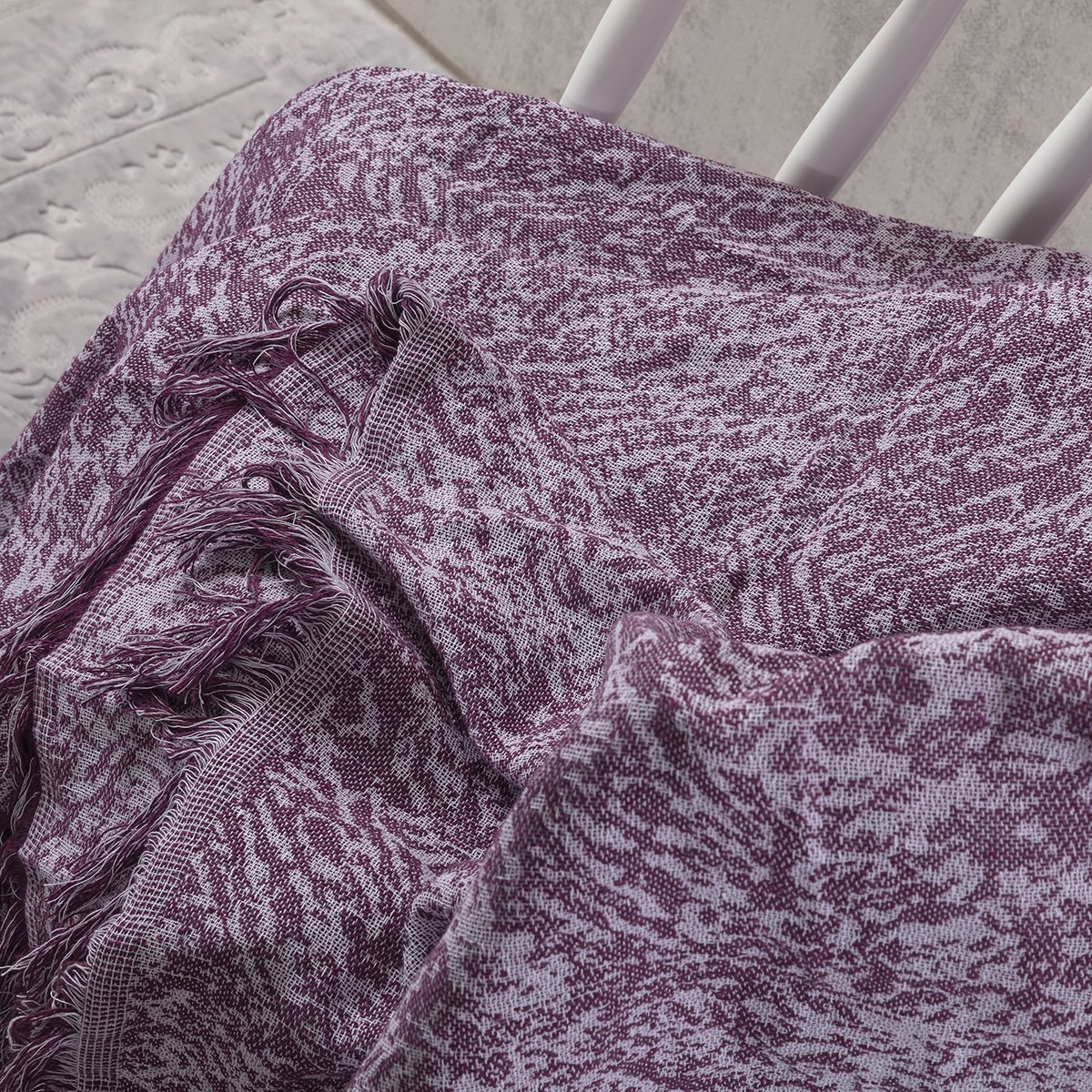 Vagonik Linen Çok Amaçlı Sık Dokuma Mürdüm Koltuk Örtüsü 170x220 cm