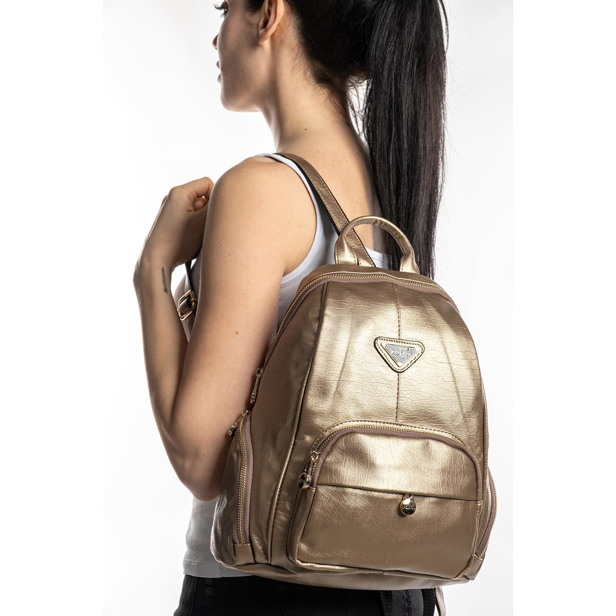 LOS ANGELES POLO CLUB Kadın Sırt Çantası Altın