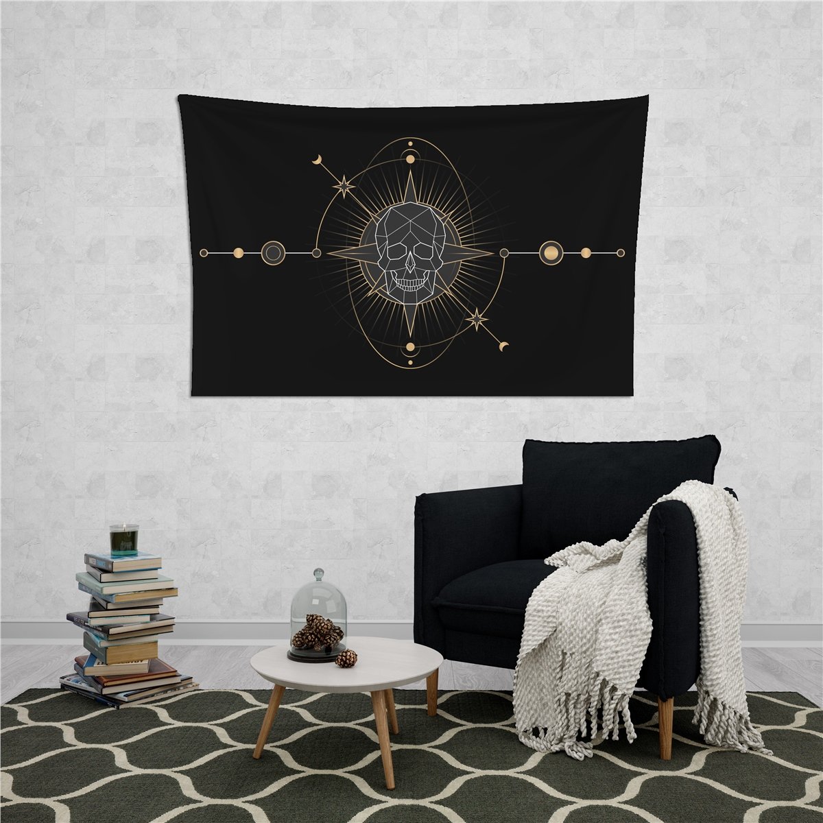 Vagonik Mistik Kurukafa Duvar Örtüsü