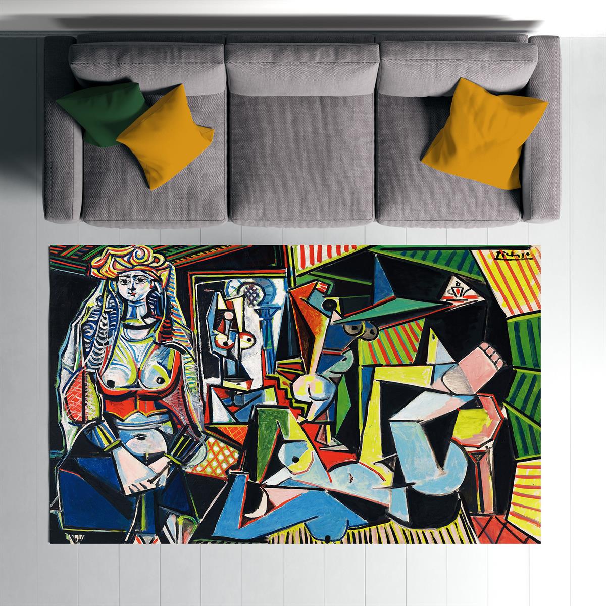 Pablo Picasso Cezayirli Kadınlar Halısı Dijital Baskılı Halı Kaydırmaz Tabanlı Yıkanabilir Halı