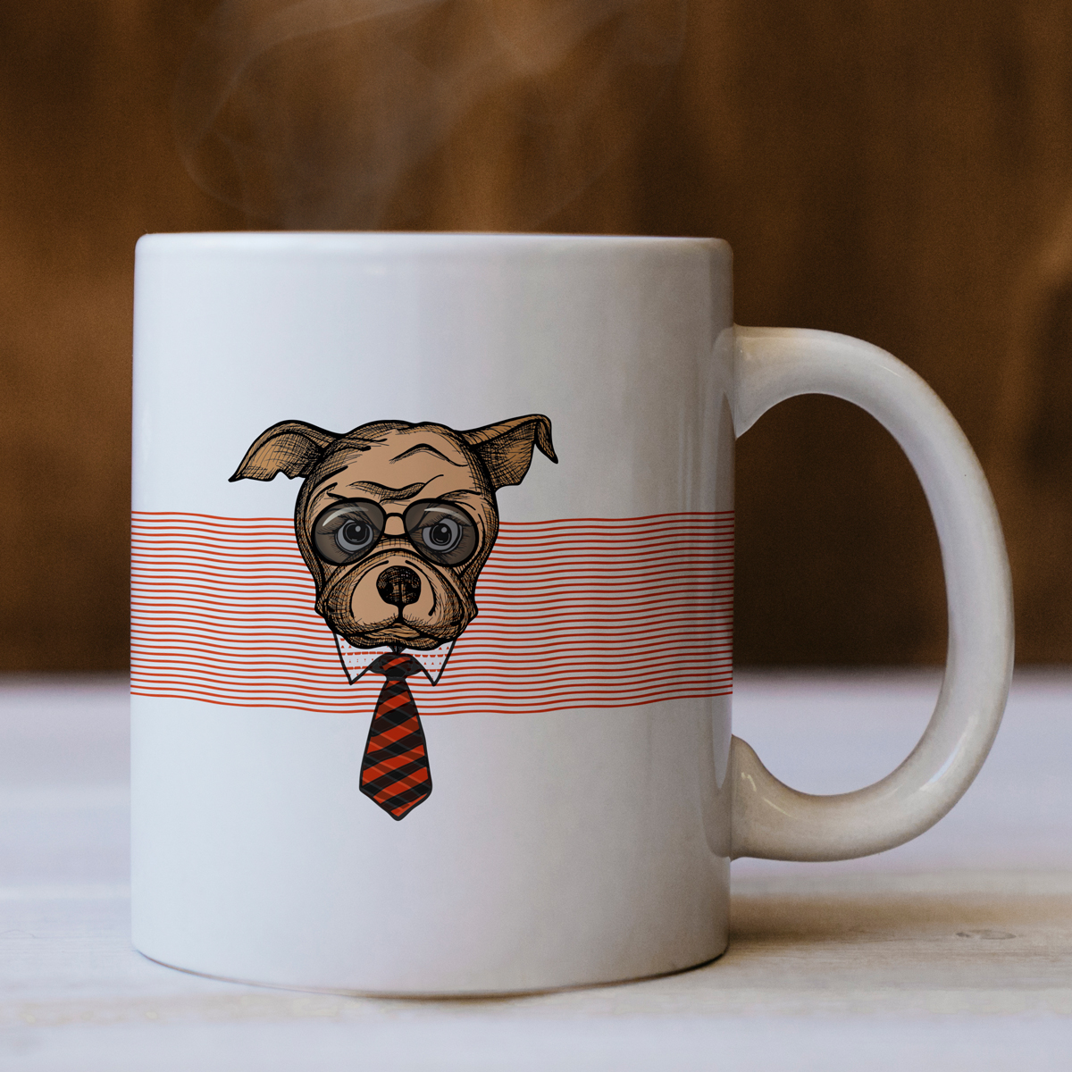 Retro Hipster Bulldog Figürlü Kupa
