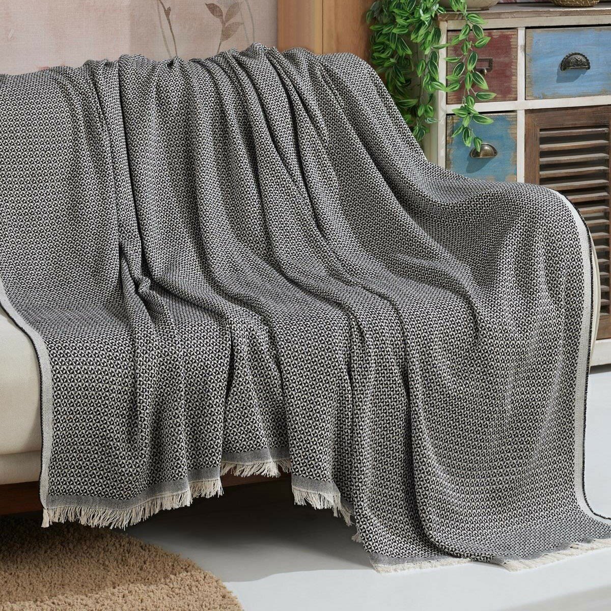 Vagonik Star Sık Dokuma Siyah Koltuk Örtüsü 170x210 cm