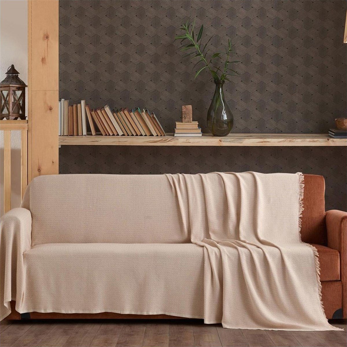 Vagonik Stars 3M Çekyat Kollarını Örten Battal Boy Koltuk Örtüsü Bej