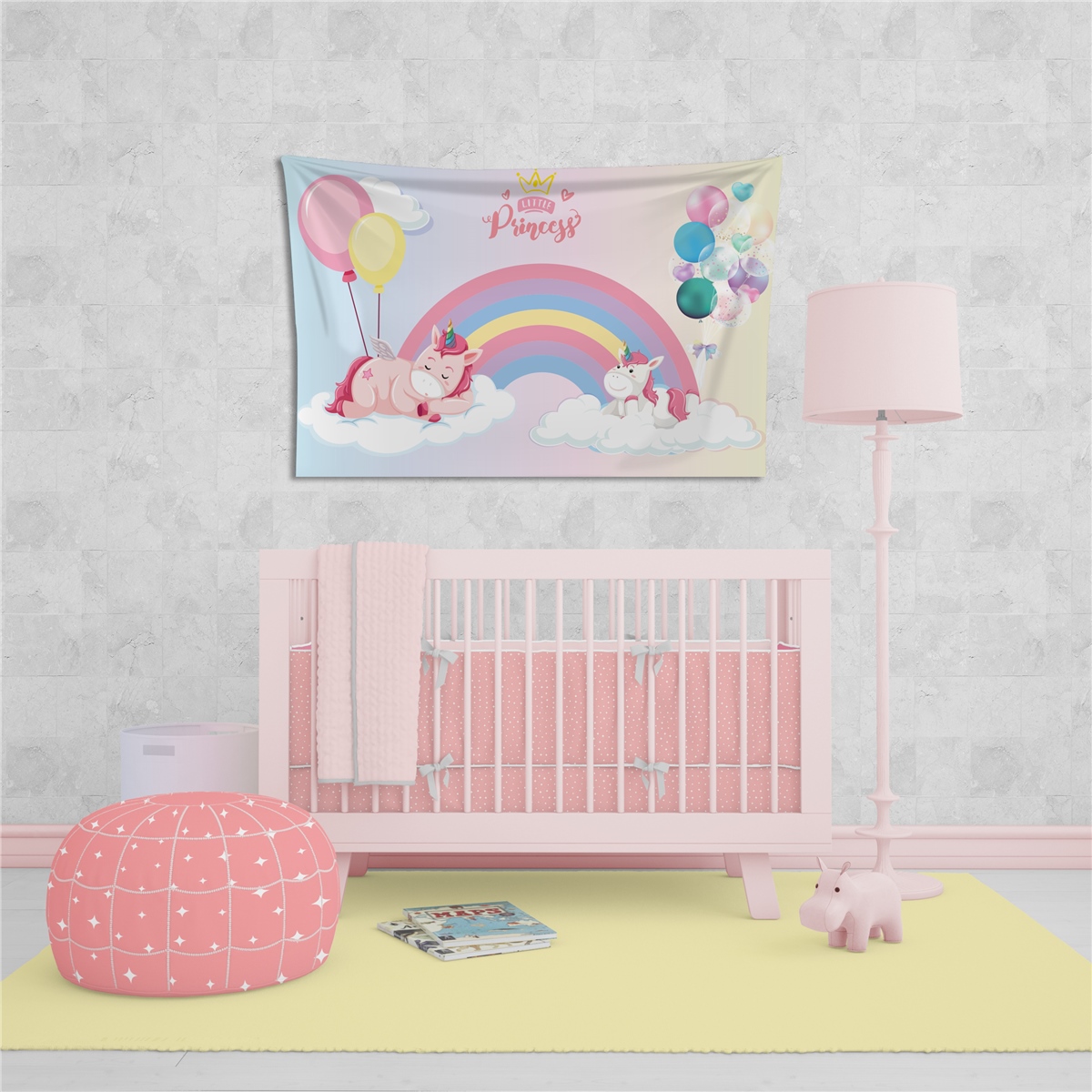 Vagonik Unicorn Çocuk Odası Duvar Örtüsü