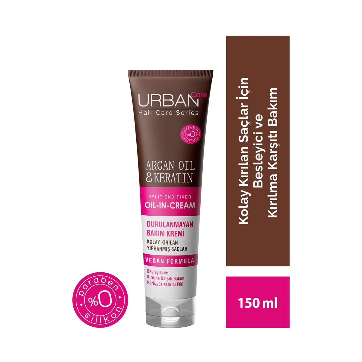 Urban Care Argan Oil & Keratin Kolay Kırılan Yıpranmış Saçlara Özel  Durulanmayan Bakım Kremi 150 ML