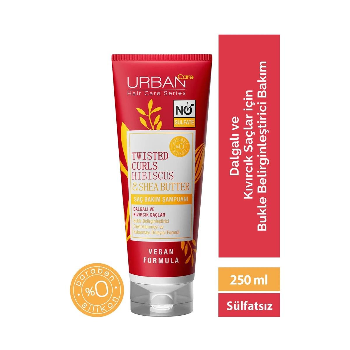 Urban Care Twisted Curls Hibiscus & Shea Butter Kıvırcık Ve Dalgalı Saçlara Özel Saç Bakım Şampuanı - Sülfatsız 250 ML