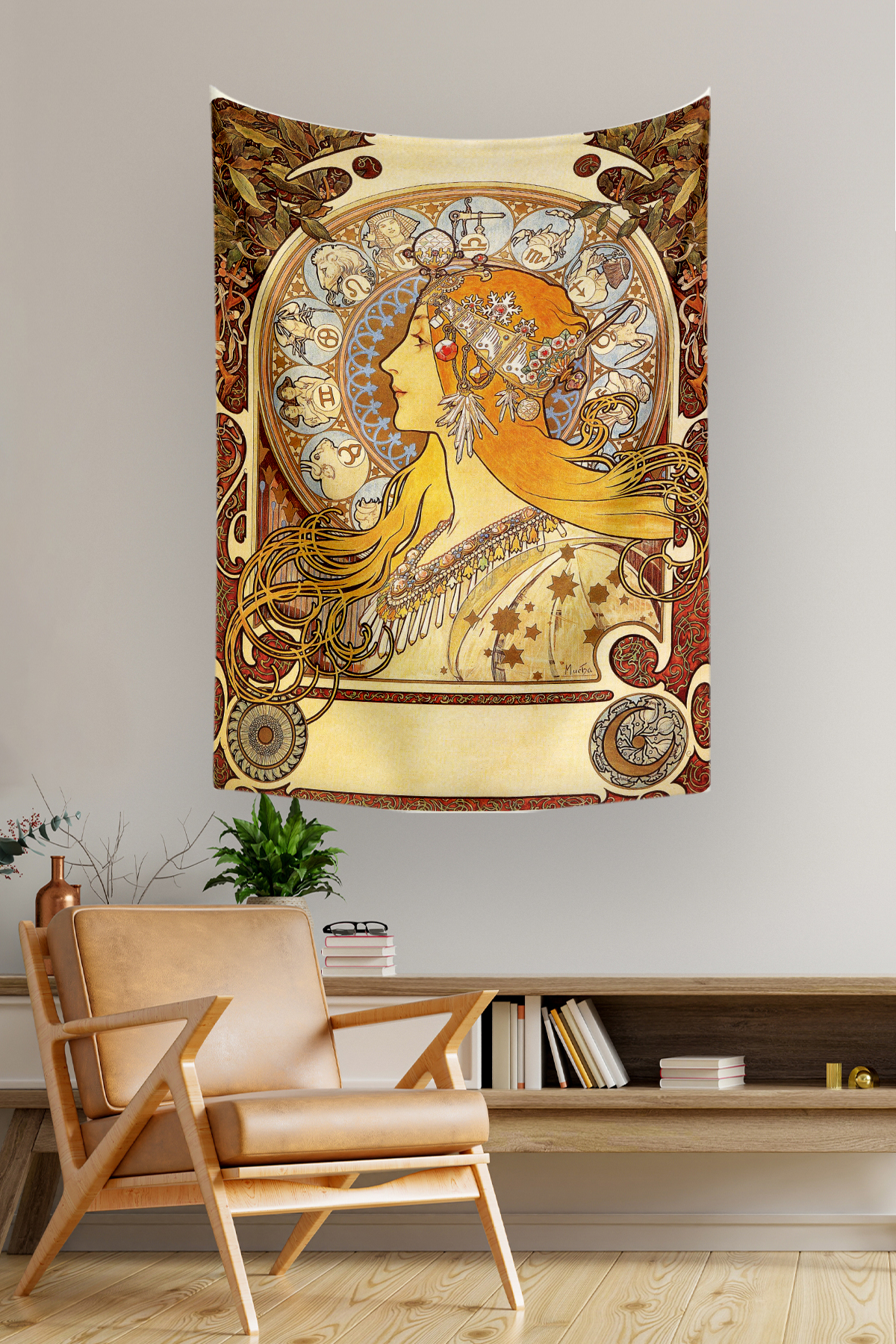 Vagonik Alfons Mucha Zodiac Tablosu Duvar Örtüsü Halısı