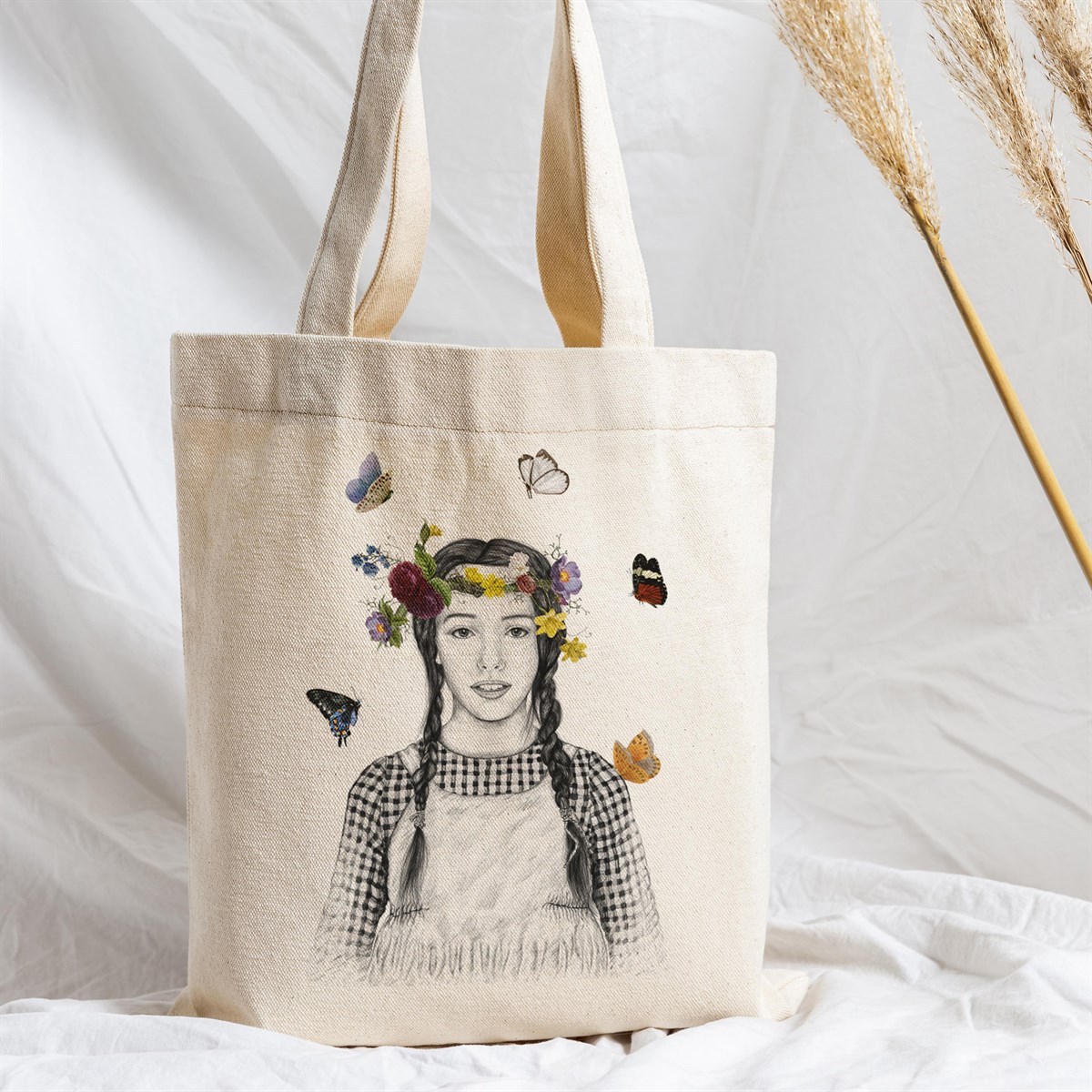 Vagonik Anne With An E Baskılı Ham Bez Kanvas Çanta 240 Gr.