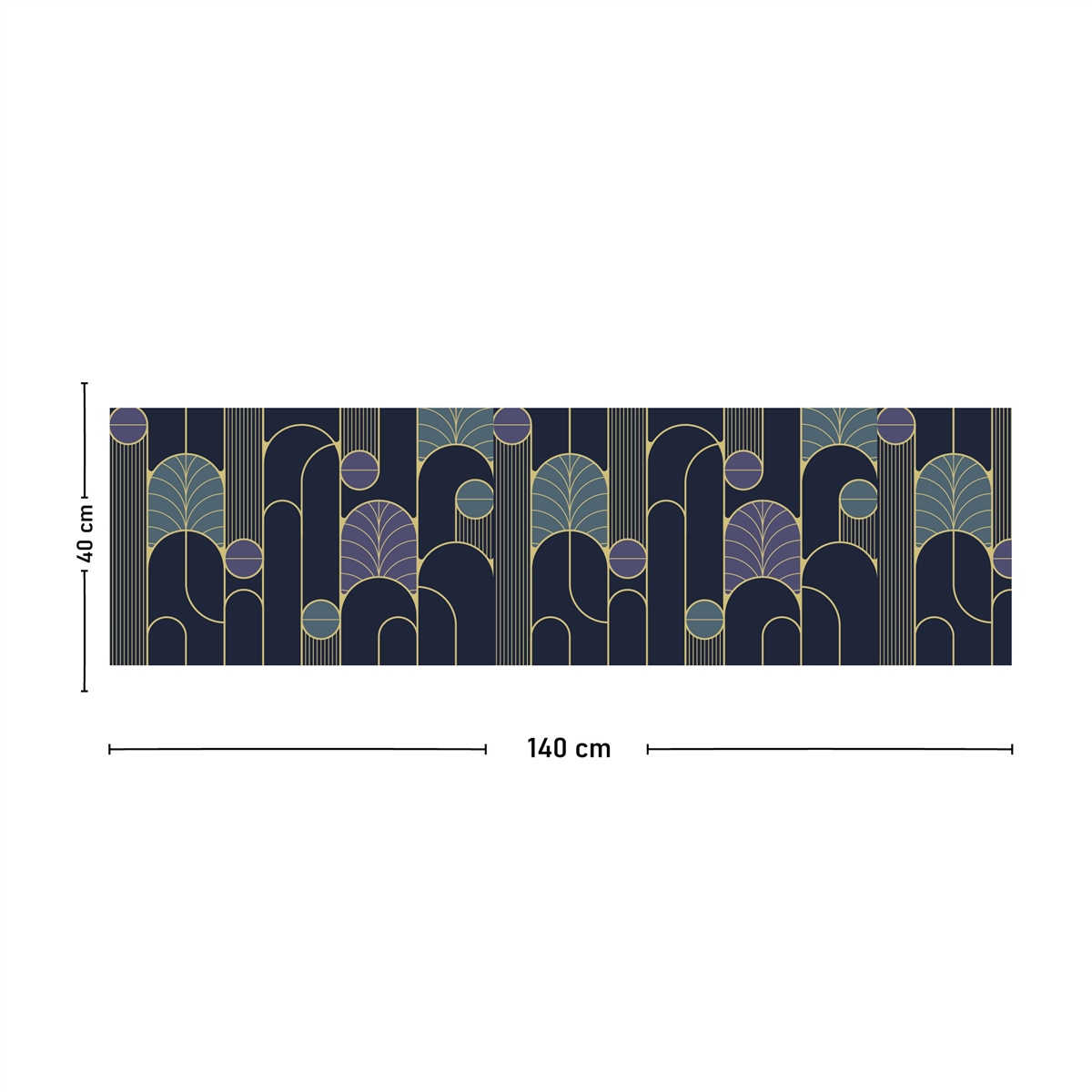 Vagonik Art Deco Desenli Dijital Baskılı Runner 140x40 cm