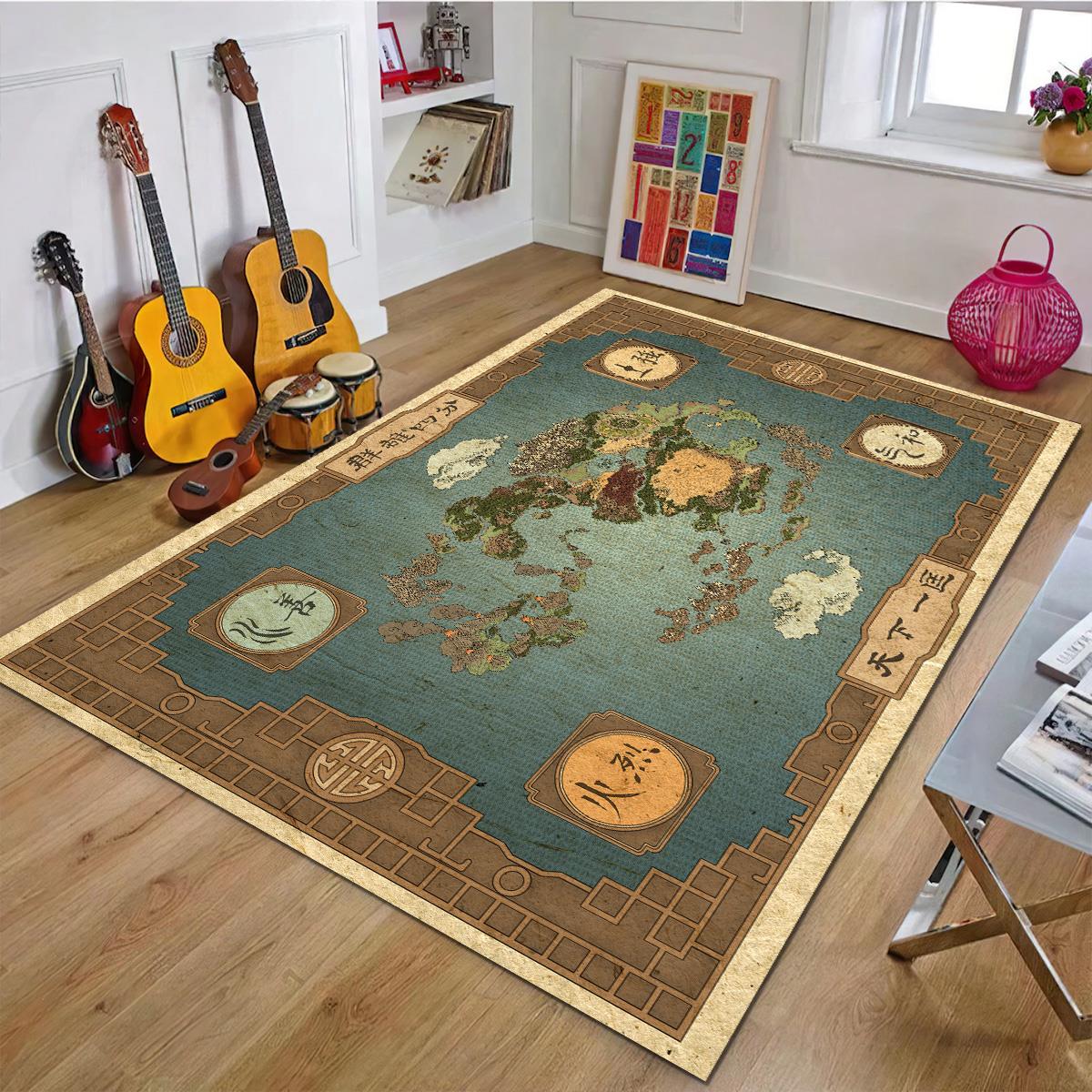 Vagonik Avatar Son Hava Bükücü Desenli Dijital Baskılı Halı Kaydırmaz Tabanlı Yıkanabilir Halı