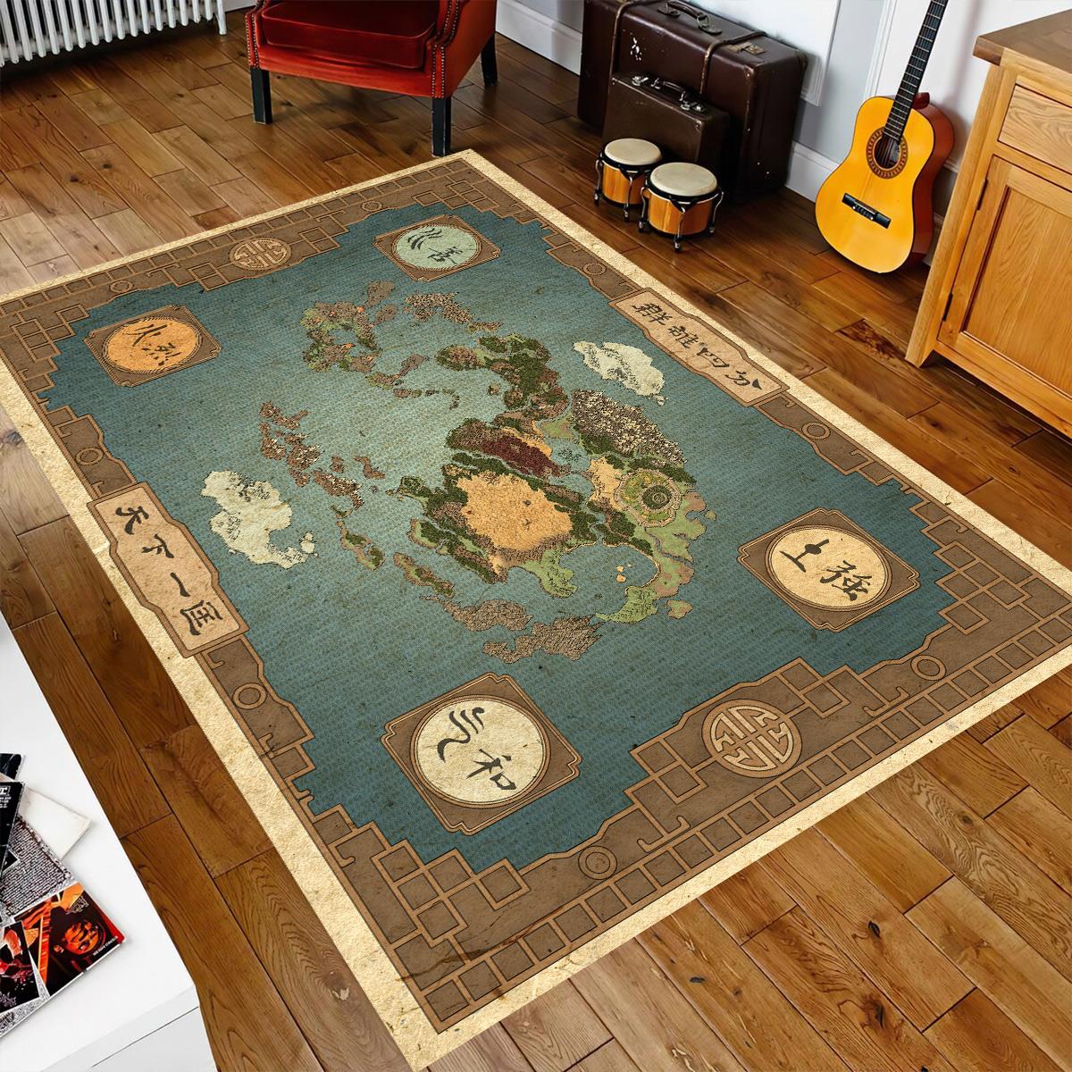 Vagonik Avatar Son Hava Bükücü Desenli Dijital Baskılı Halı Kaydırmaz Tabanlı Yıkanabilir Halı