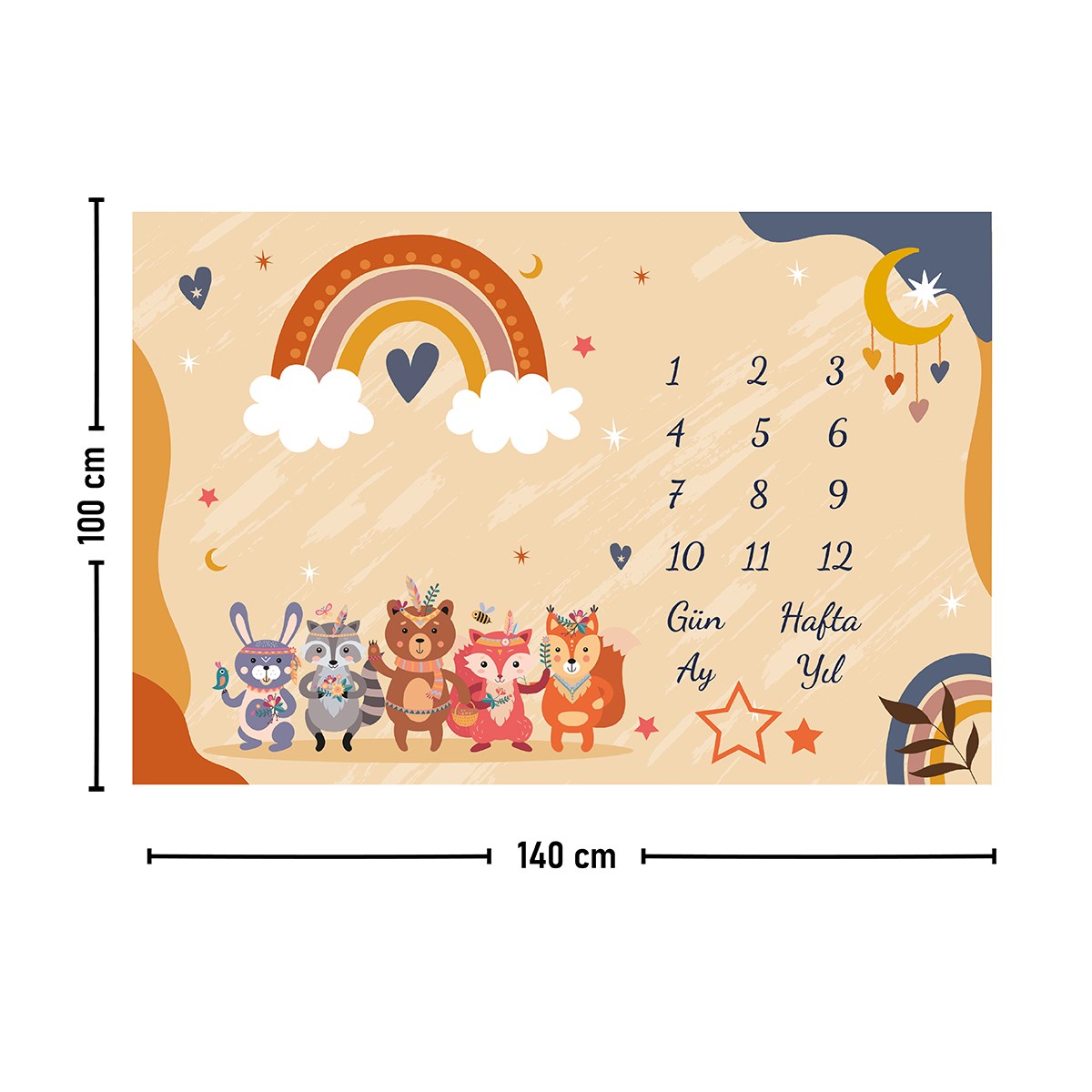 Vagonik Bebek Anı Örtüsü Yenidoğan Aylık Sonbahar Konsept Fotoğraf Çekim Örtüsü 150x100cm