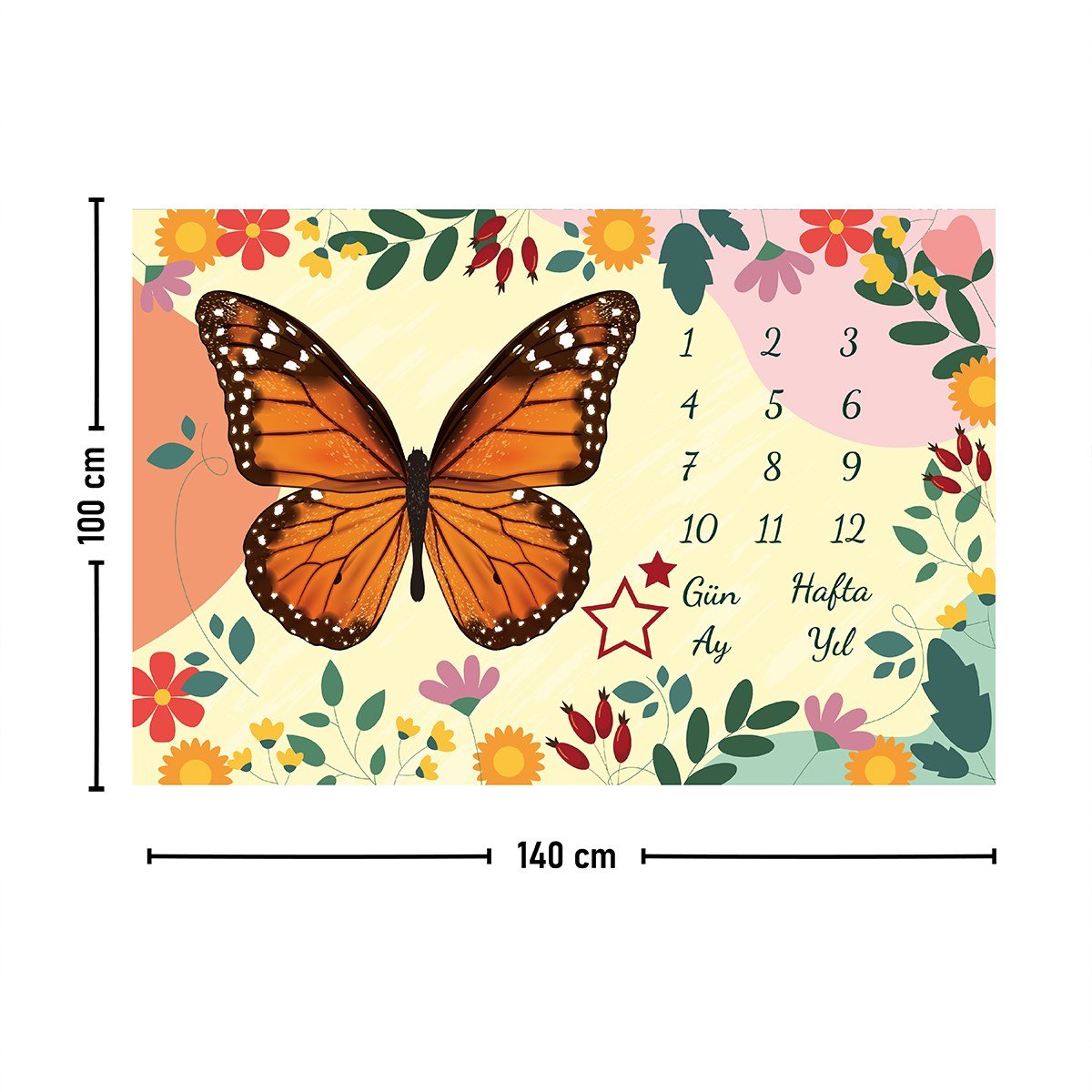 Vagonik Bebek Anı Örtüsü Yenidoğan Aylık Sonbahar Konsept Fotoğraf Çekim Örtüsü 150x100cm