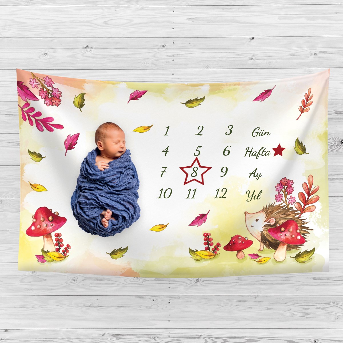 Vagonik Bebek Anı Örtüsü Yenidoğan Aylık Sonbahar Konsept Fotoğraf Çekim Örtüsü 150x100cm