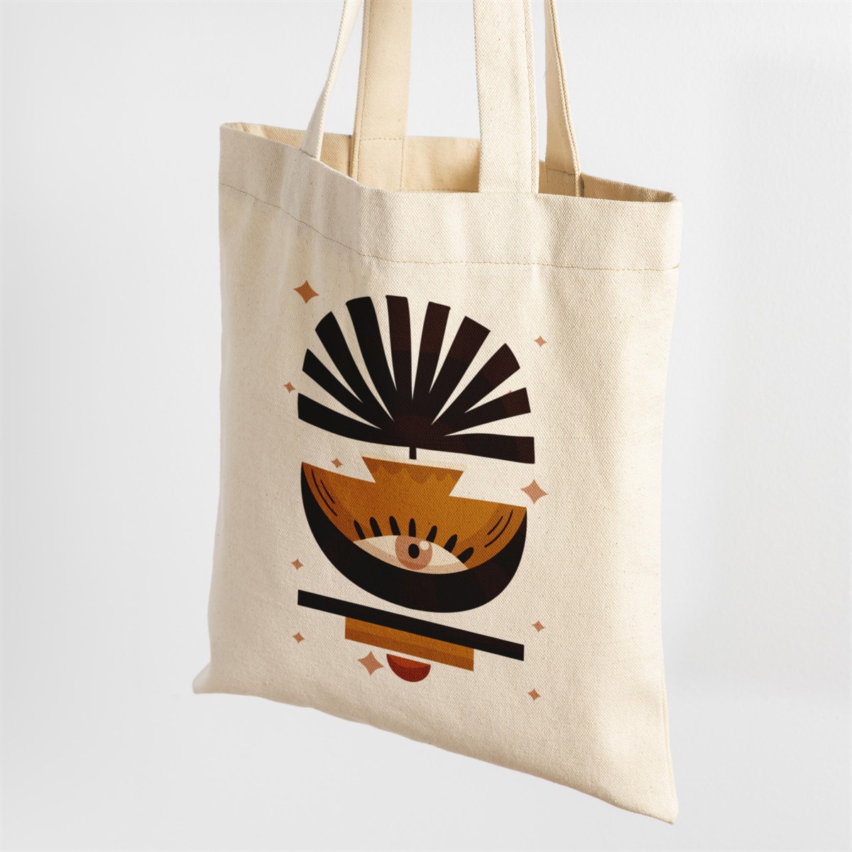 Vagonik Bohem Baskılı Ham Bez Kanvas Çanta 240 Gr.