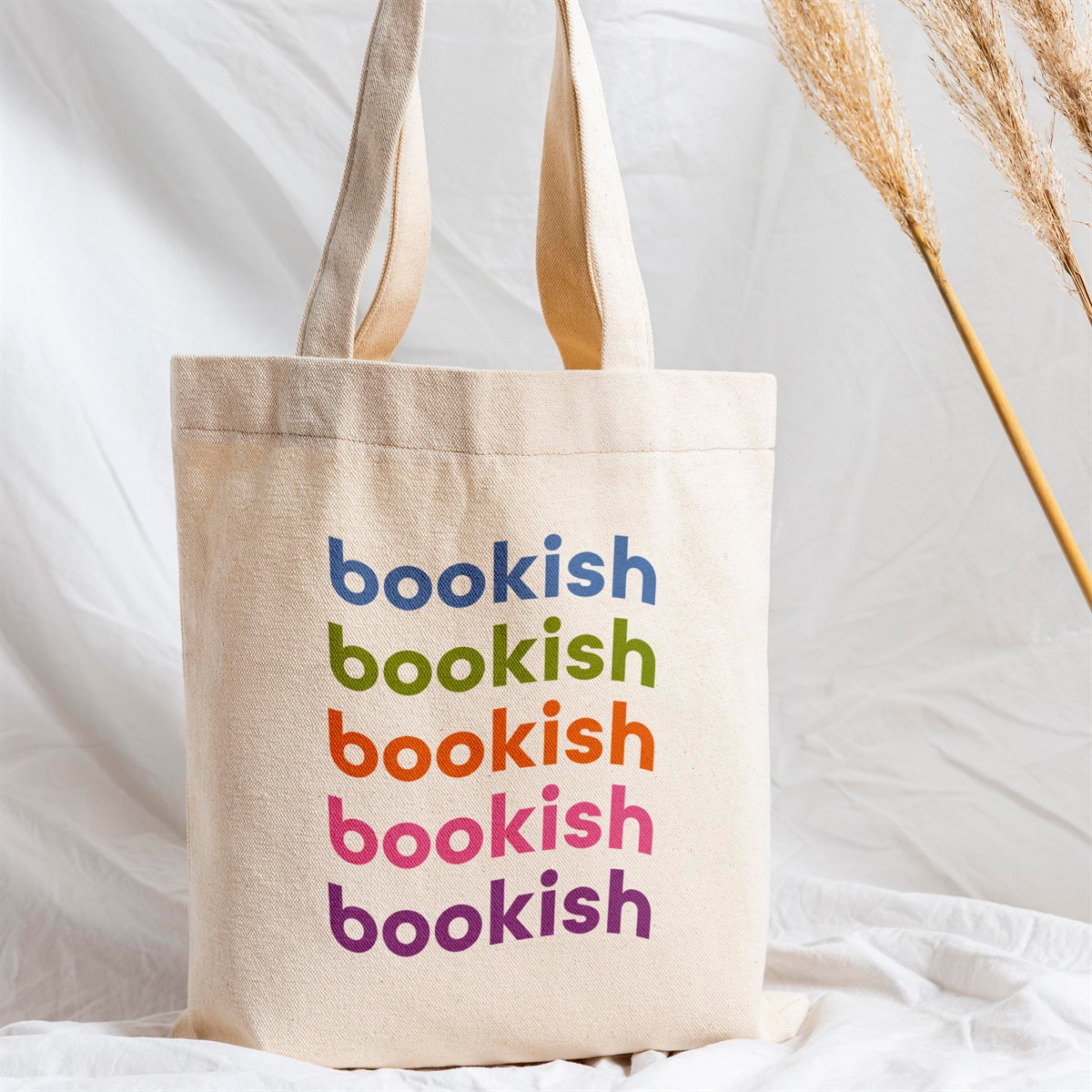 Vagonik Bookish Kitap Kurdu Baskılı Ham Bez Kanvas Çanta