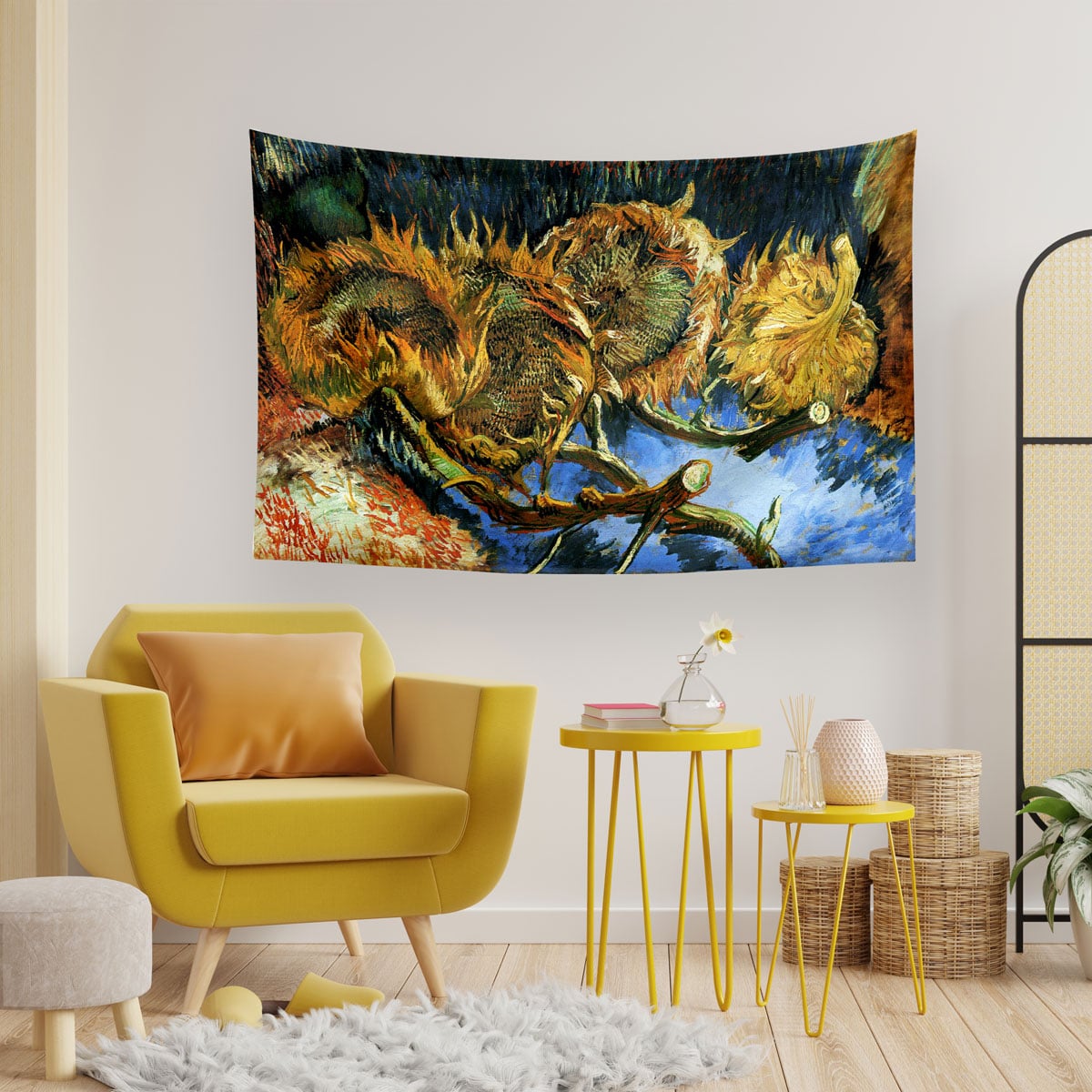 Vagonik Büyük Dalga ve Yıldızlı Gece Duvar Örtüsü Halısı 140 X 100 Cm-70x100 Cm