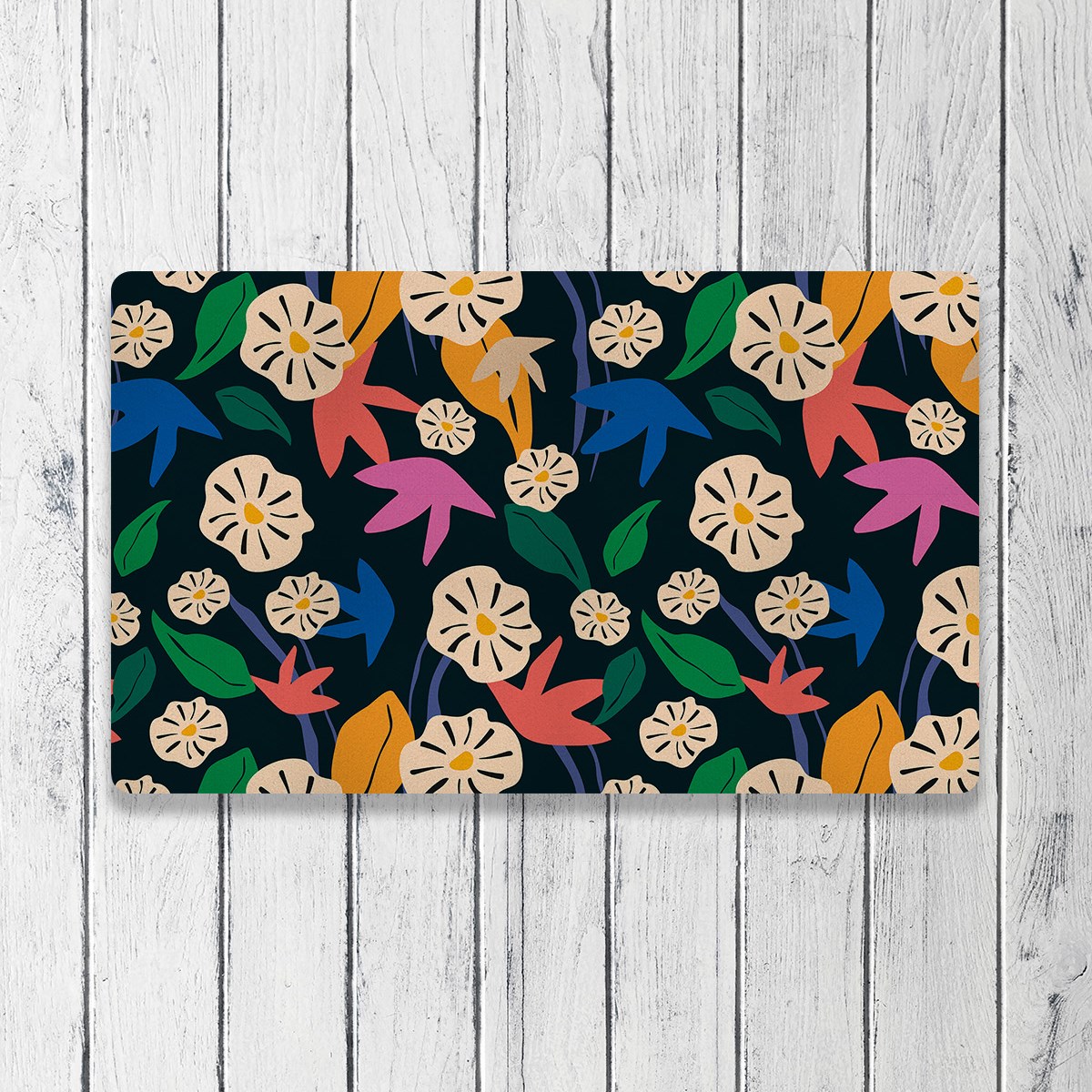 Vagonik Çiçek Desenli Dijital Baskılı 50x70cm Dekoratif Çok Amaçlı Iç Ve Dış Kapı Paspası