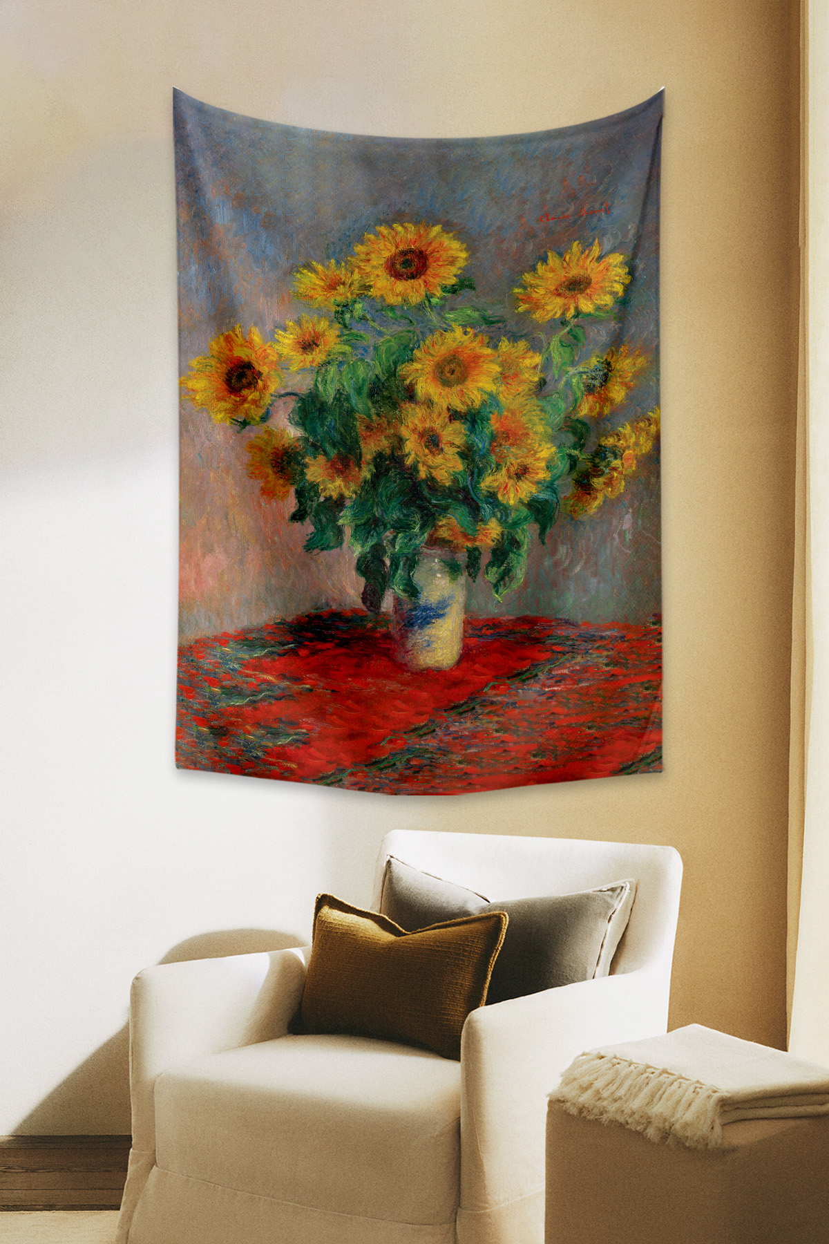 Vagonik Claude Monet Ayçiçekleri Duvar Örtüsü Halısı