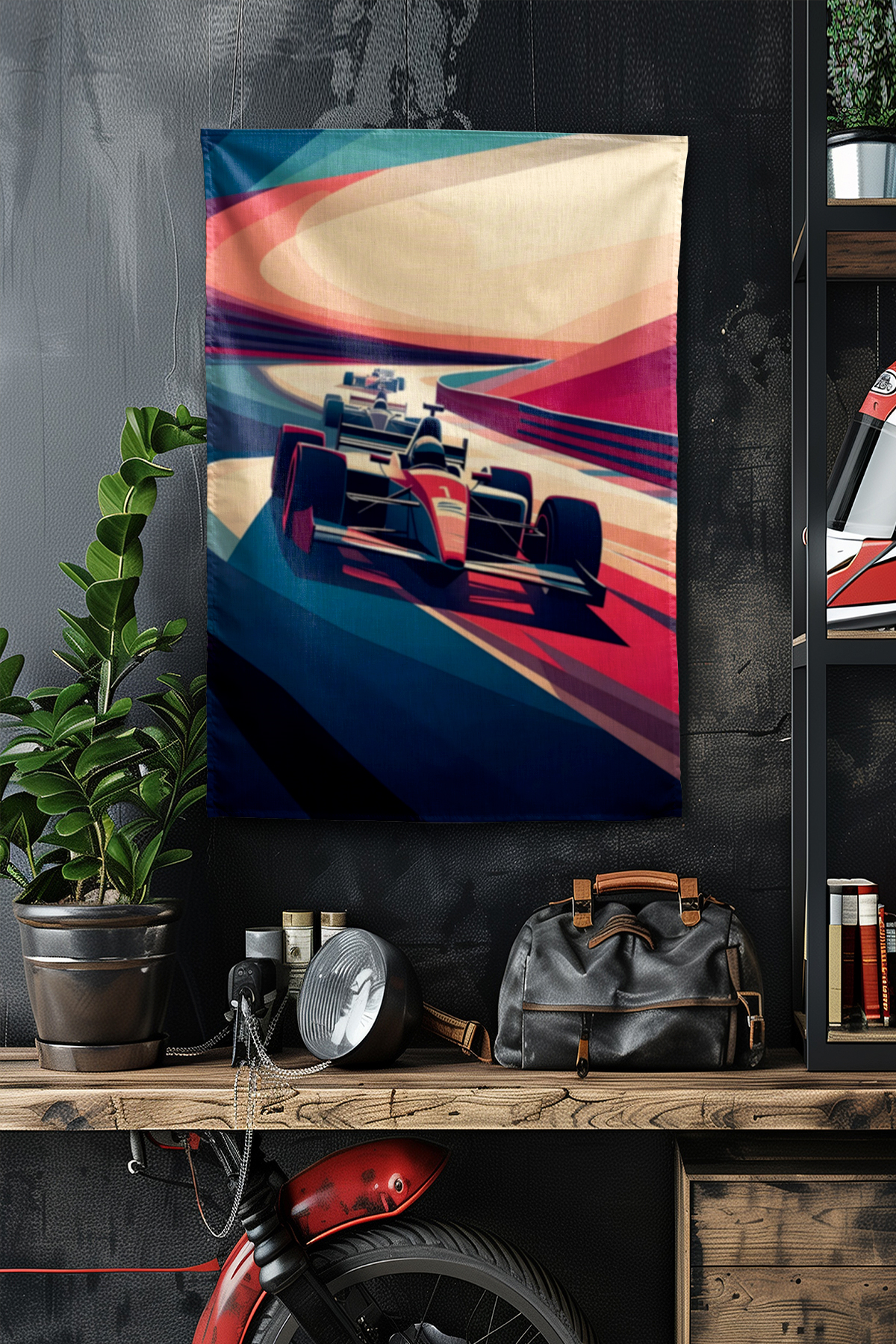Vagonik F1 Temalı Art Duvar Örtüsü Halısı