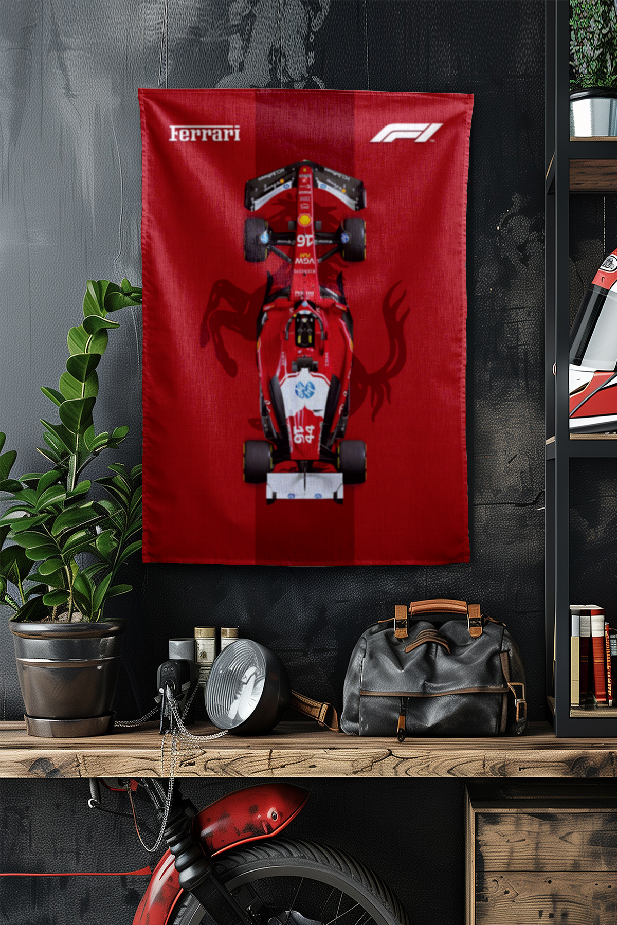 Vagonik F1 Temalı Ferrari Duvar Örtüsü Halısı