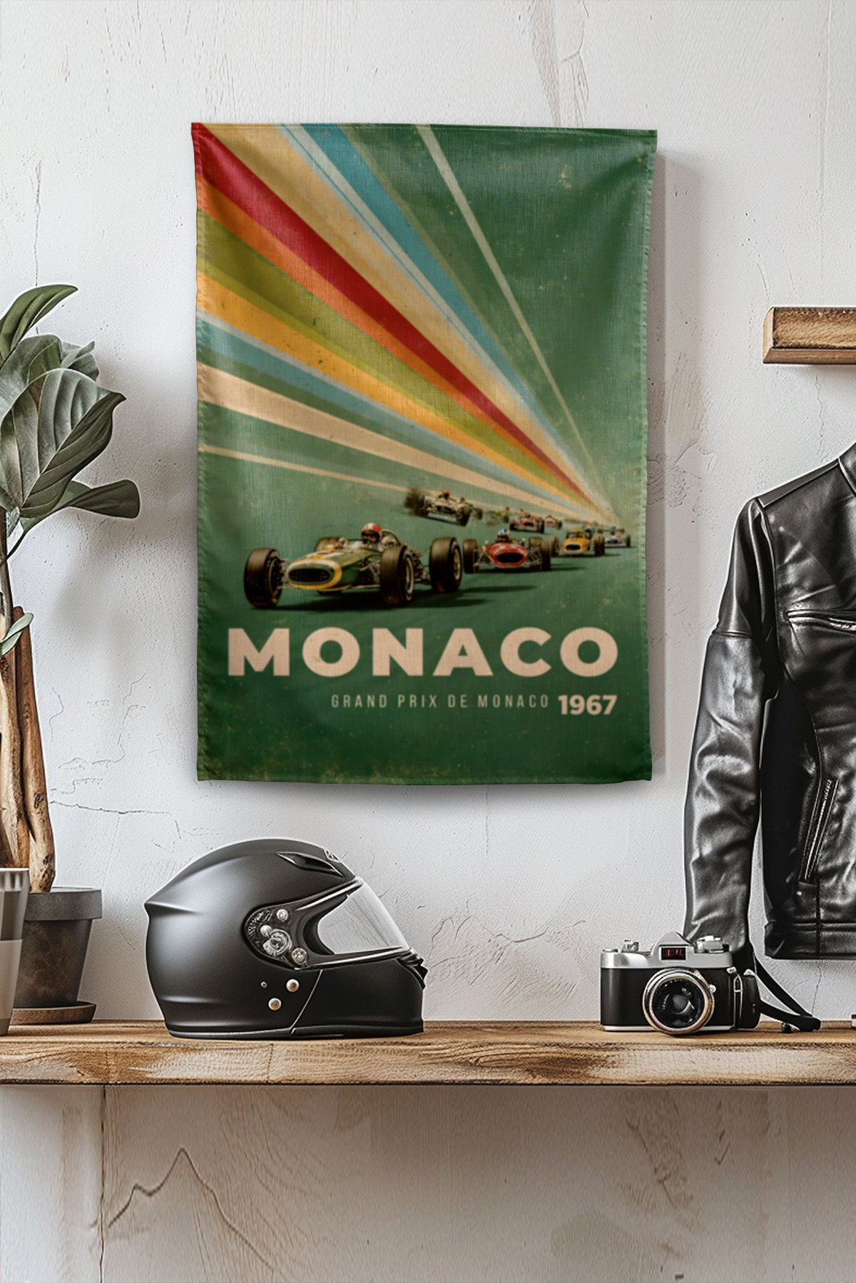 Vagonik F1 Temalı Monaco Vintage2 Duvar Örtüsü Halısı