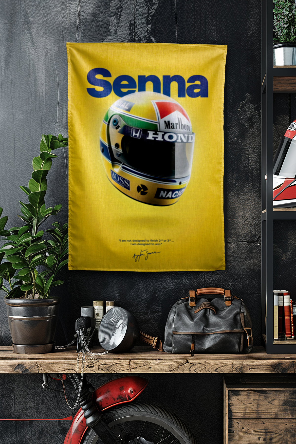 Vagonik F1 Temalı Senna Kask Duvar Örtüsü Halısı