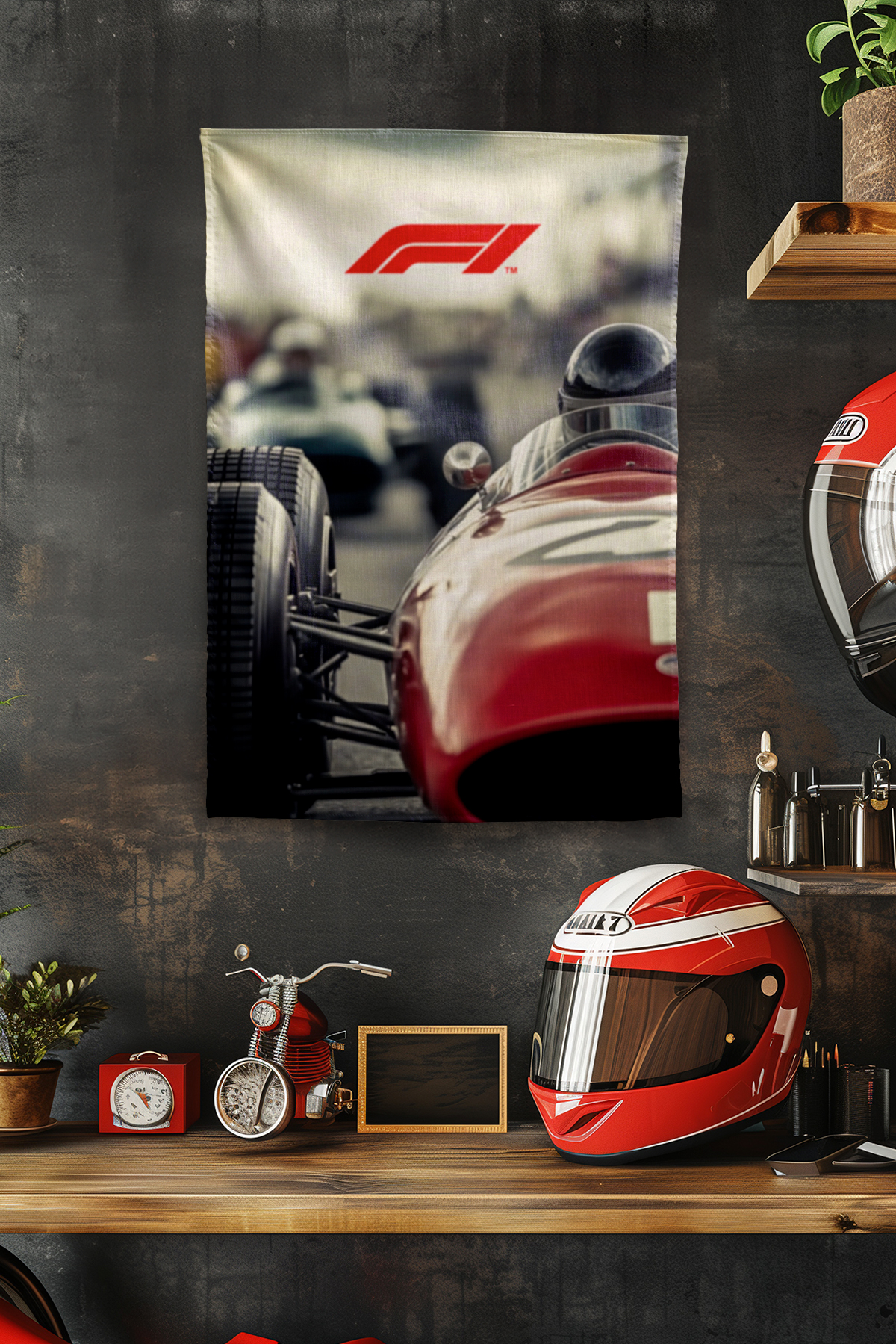 Vagonik F1 Temalı Vintage Duvar Örtüsü Halısı
