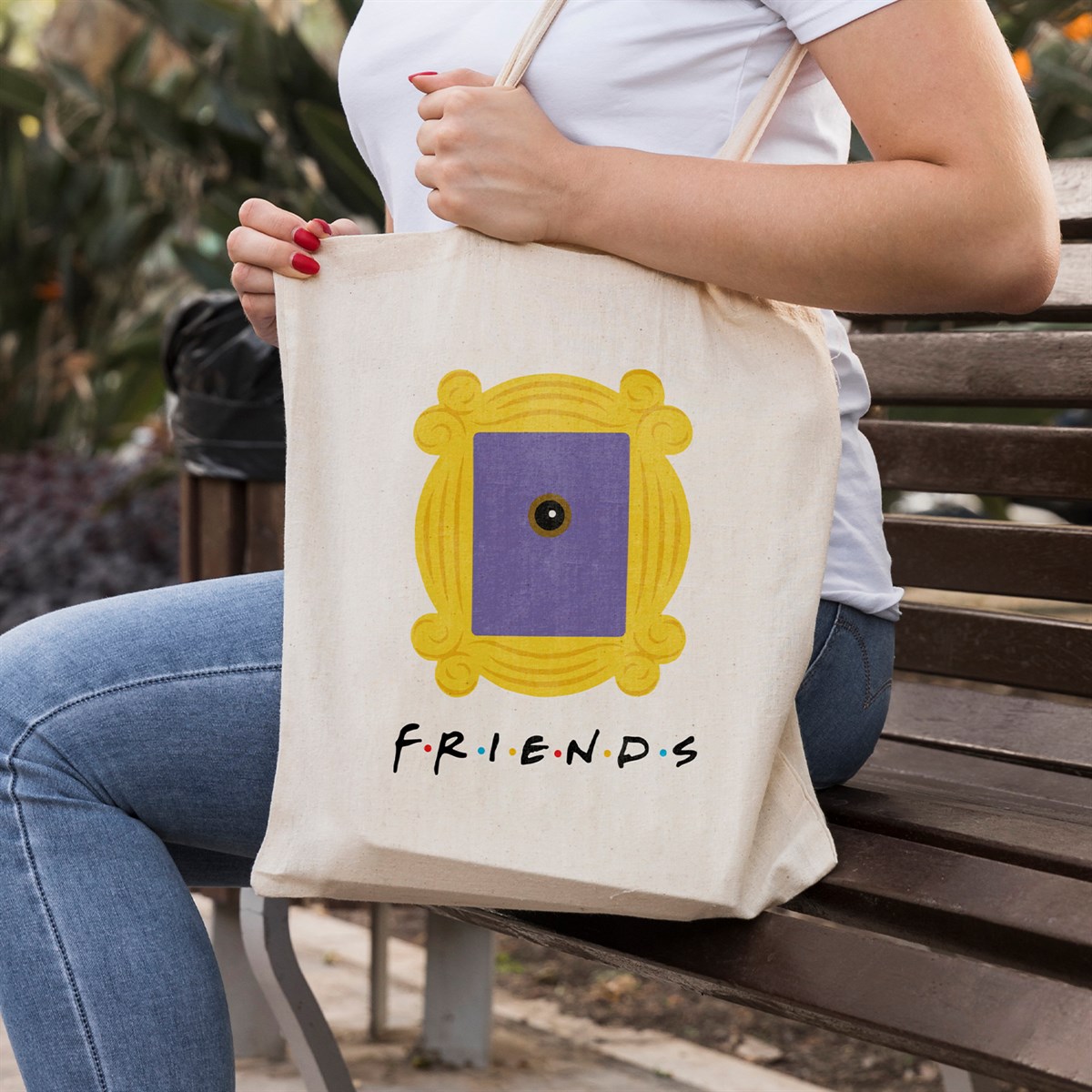 Vagonik Friends Baskılı Ham Bez Kanvas Çanta