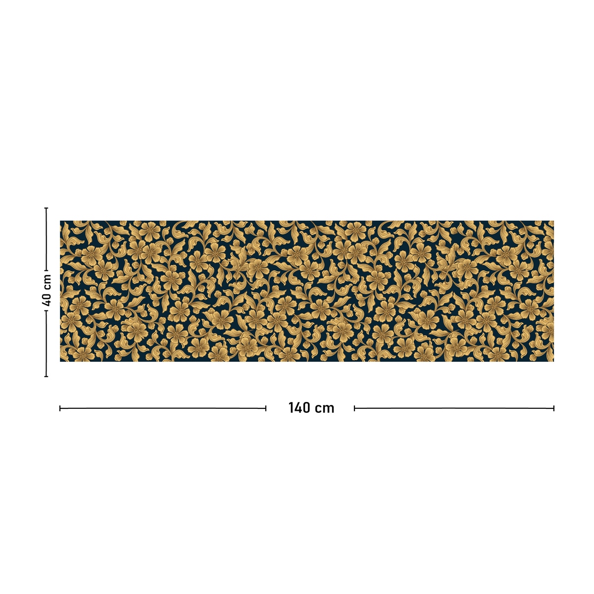 Vagonik Gold Çiçek Desenli Dijital Baskılı Runner 140x40 cm